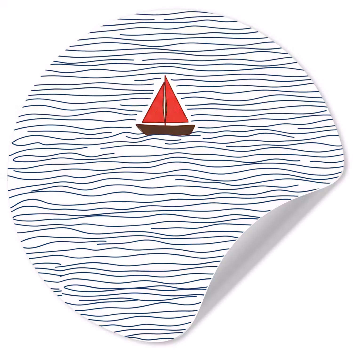 Boot - Water - Rood - Illustratie - Minimalistisch Wandcirkel behangsticker klein -3d