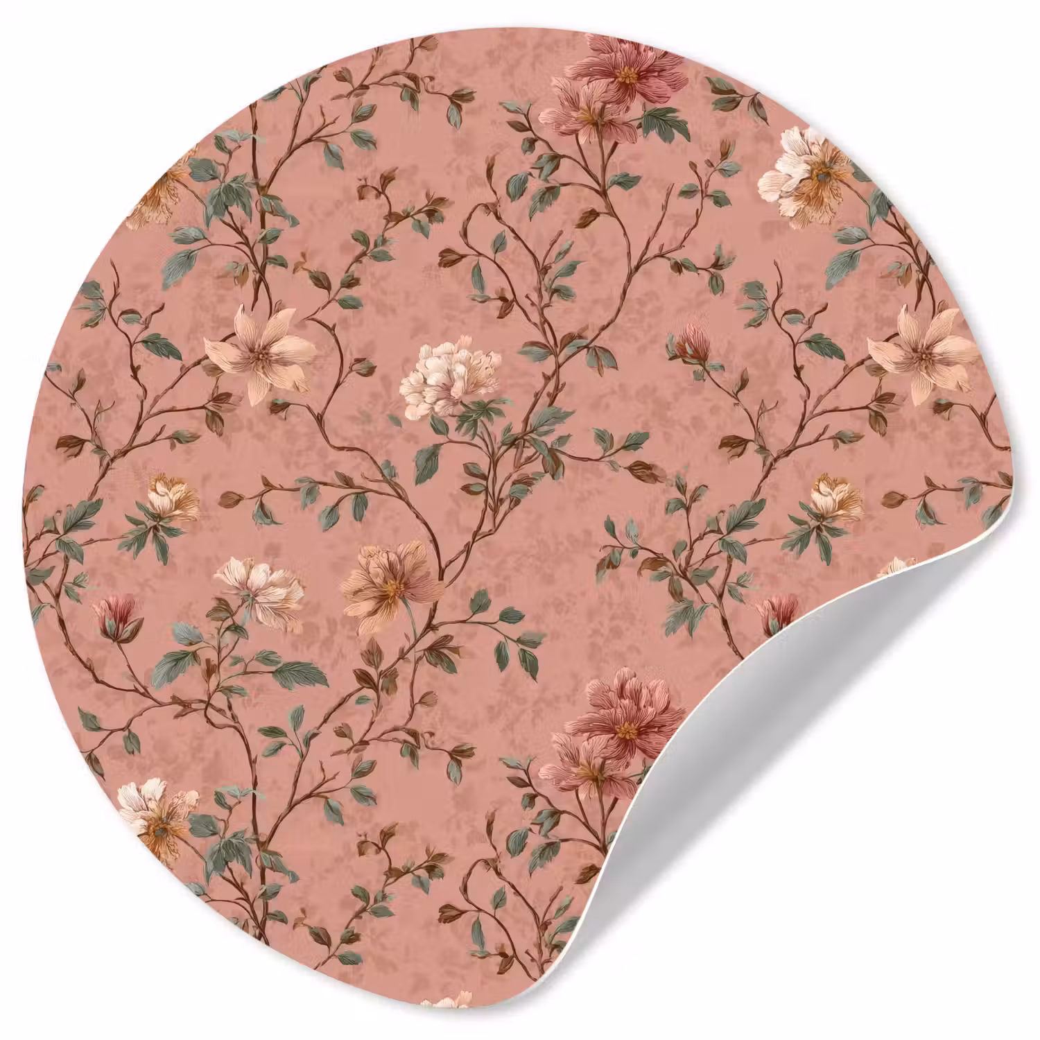 Botanisch - Bloemen - Roze Wandcirkel behangsticker klein 186 -3d