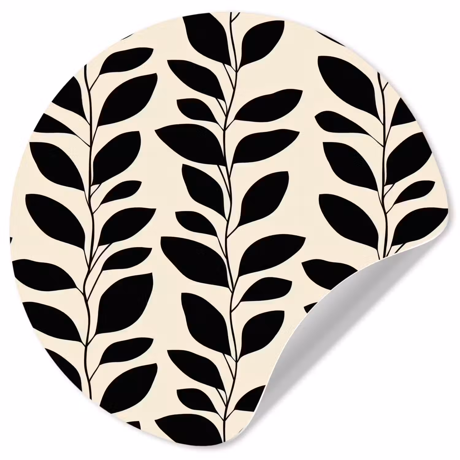 Botanisch - Dessin - Zwart - Beige Wandcirkel behangsticker klein 186 -3d