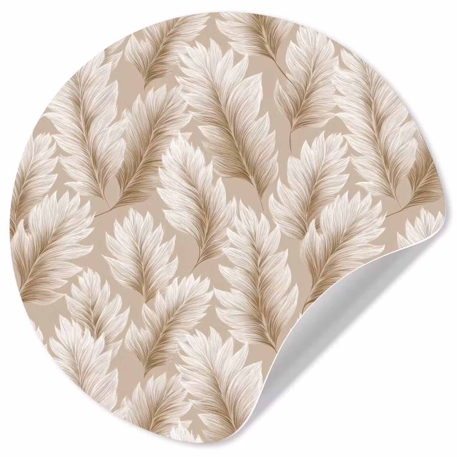 Botanisch - Patroon - Beige Wandcirkel behangsticker klein 186 -3d