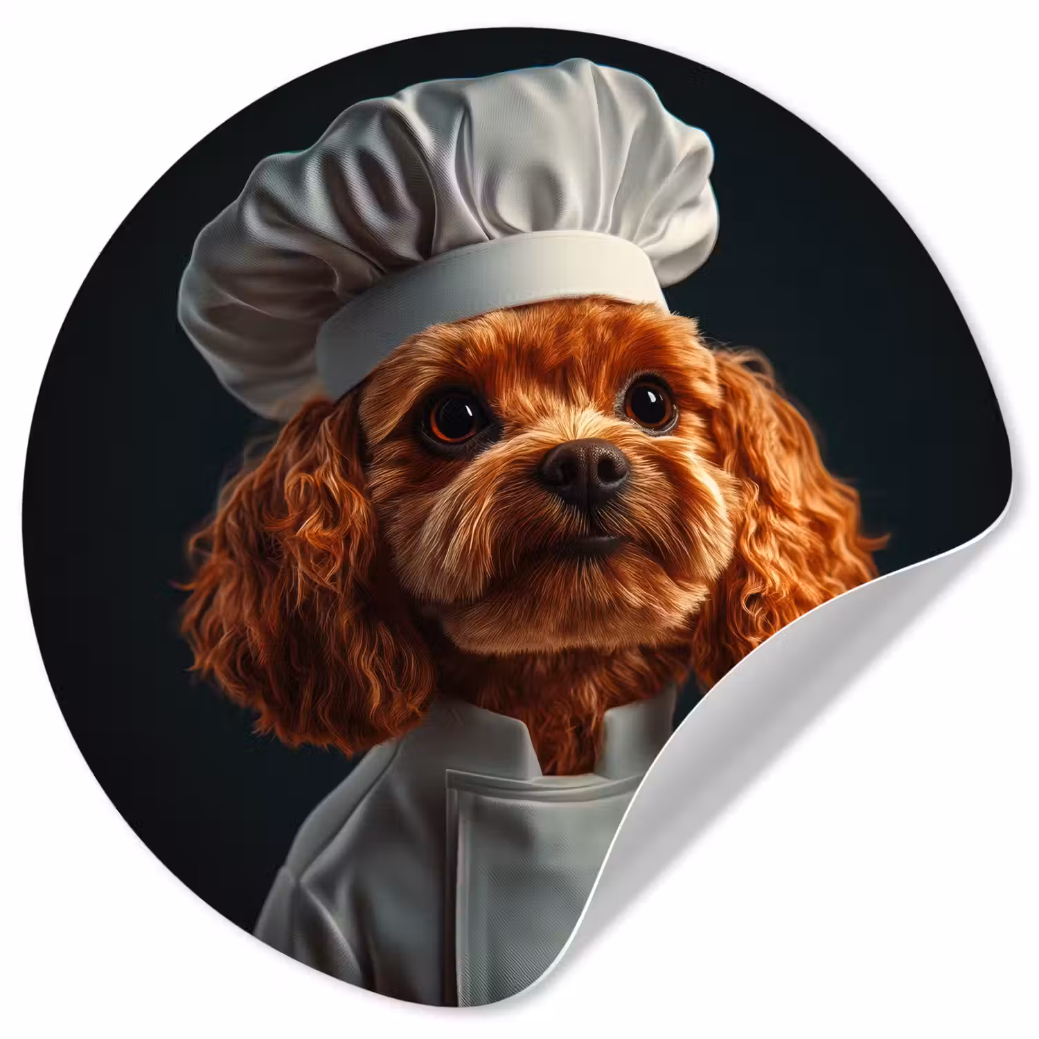 Bruin - Kok - Hondje Wandcirkel behangsticker klein -3d