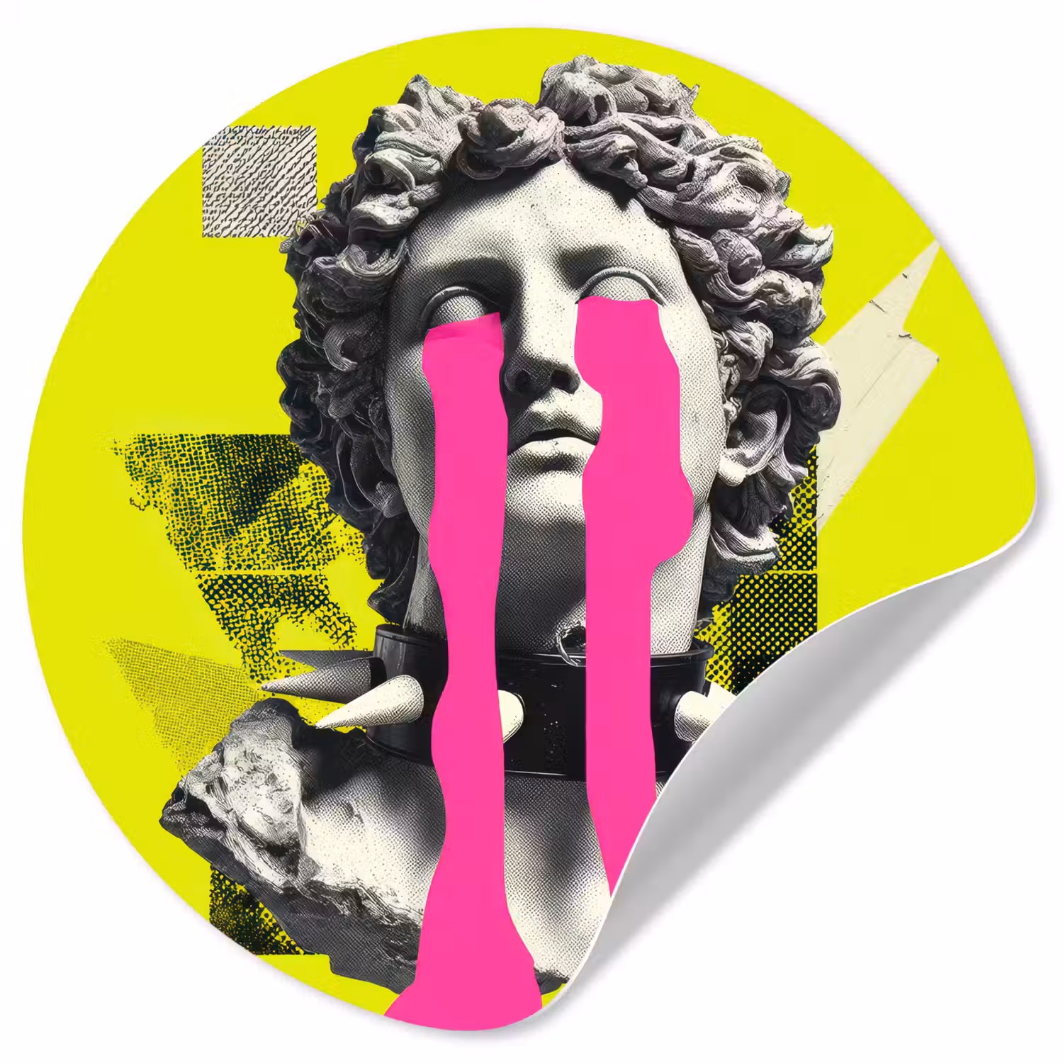 Buste - Verf - Geel Wandcirkel behangsticker klein -3d