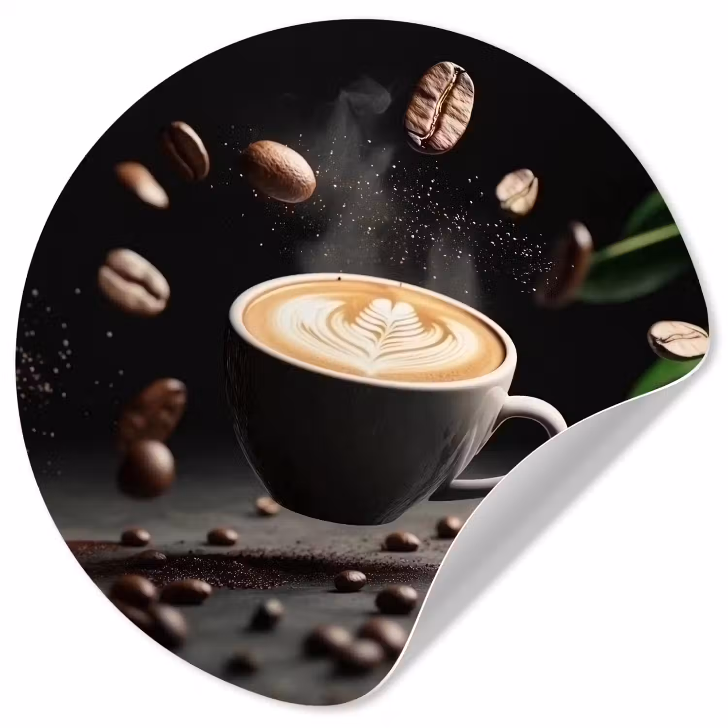 Cappuccino - Kop - Bonen - Bruin Wandcirkel behangsticker klein -3d