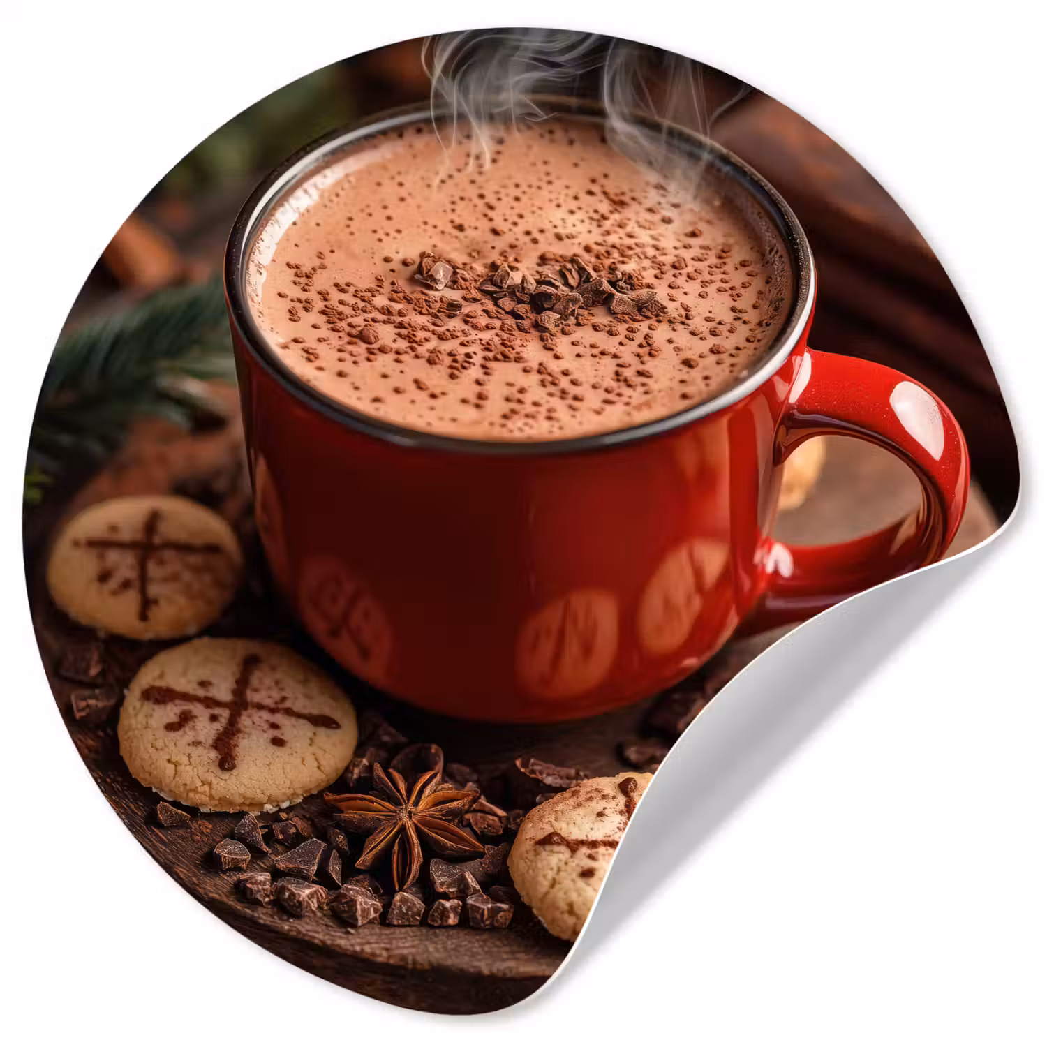Chocolademelk - Mok - Winter - Kerst - Gezelligheid Wandcirkel behangsticker klein -3d