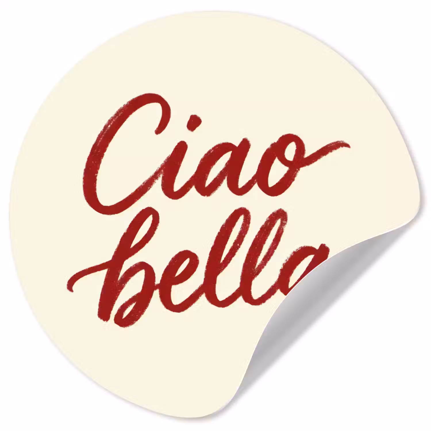 Ciao bella - Rood - Wit - Minimalistisch Wandcirkel behangsticker klein -3d