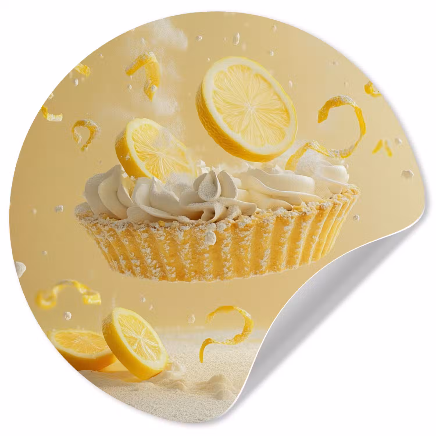 Citroen - Taart - Eten - Geel Wandcirkel behangsticker klein -3d
