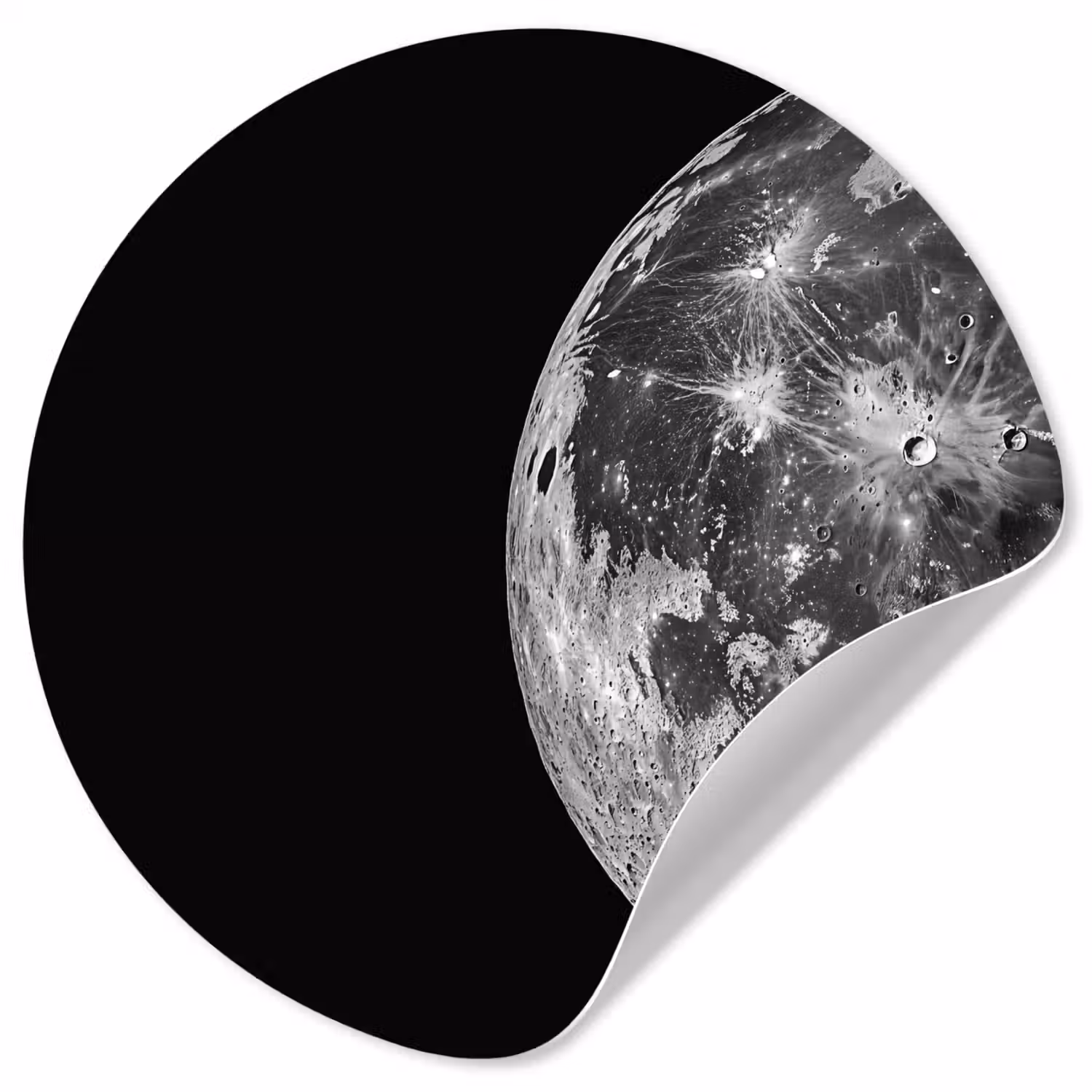 Close-up - Maan - Wit - Textuur Wandcirkel behangsticker klein -3d
