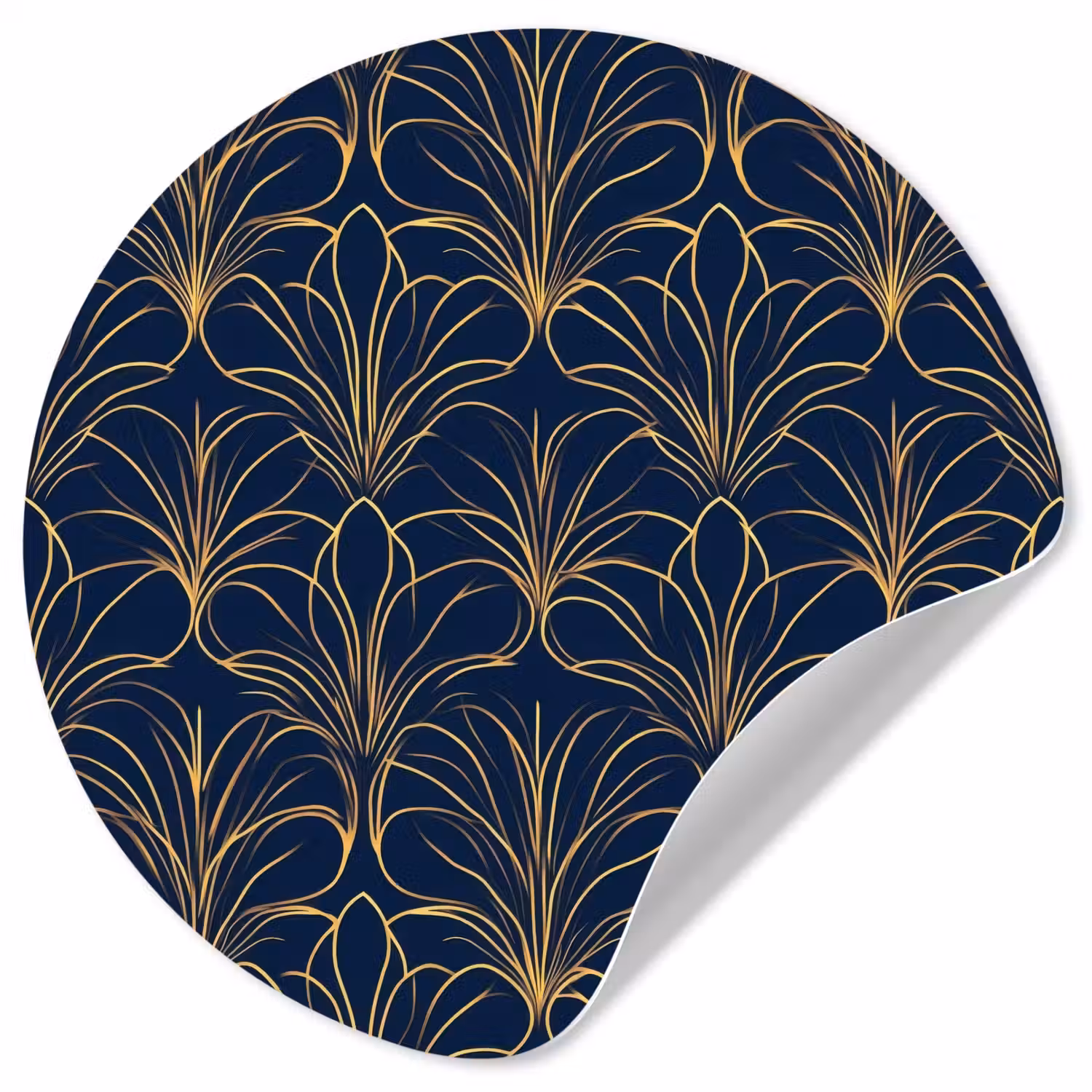 Deco - Waaier - Blauw Wandcirkel behangsticker klein 186 -3d