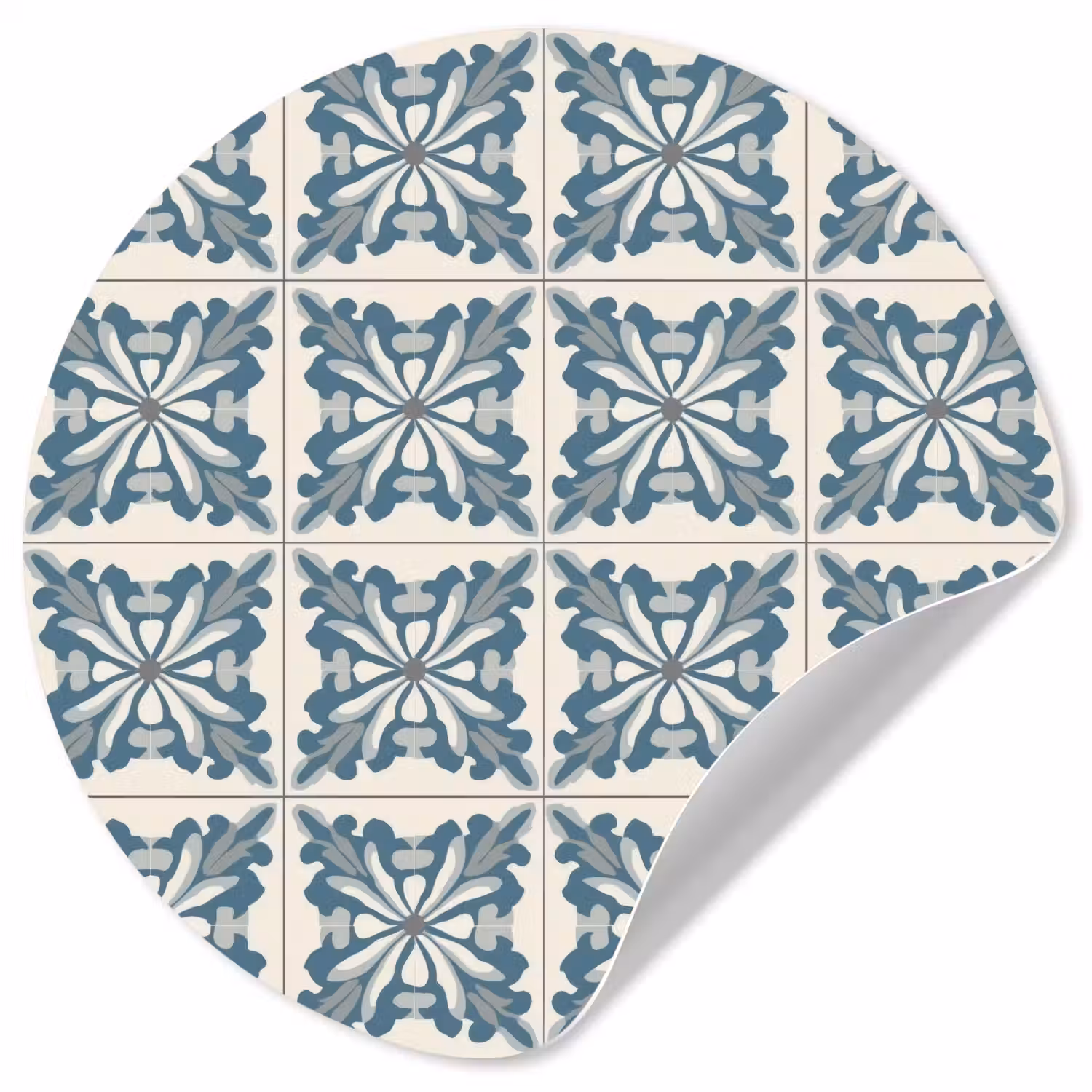 Dessin - Tegel - Blauw Wandcirkel behangsticker klein 186 -3d