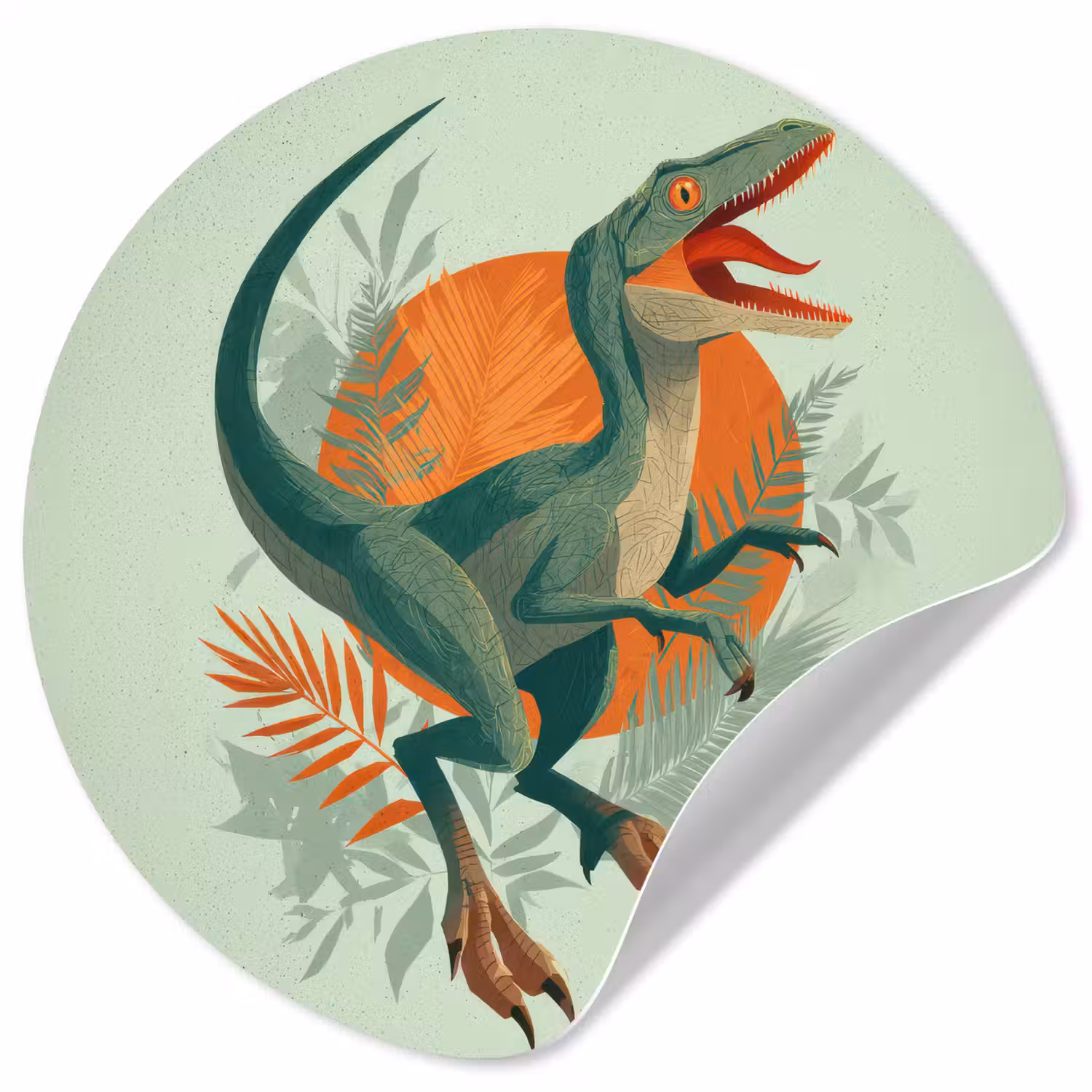 Dino - Bladeren - Grafisch - Groen Wandcirkel behangsticker klein -3d
