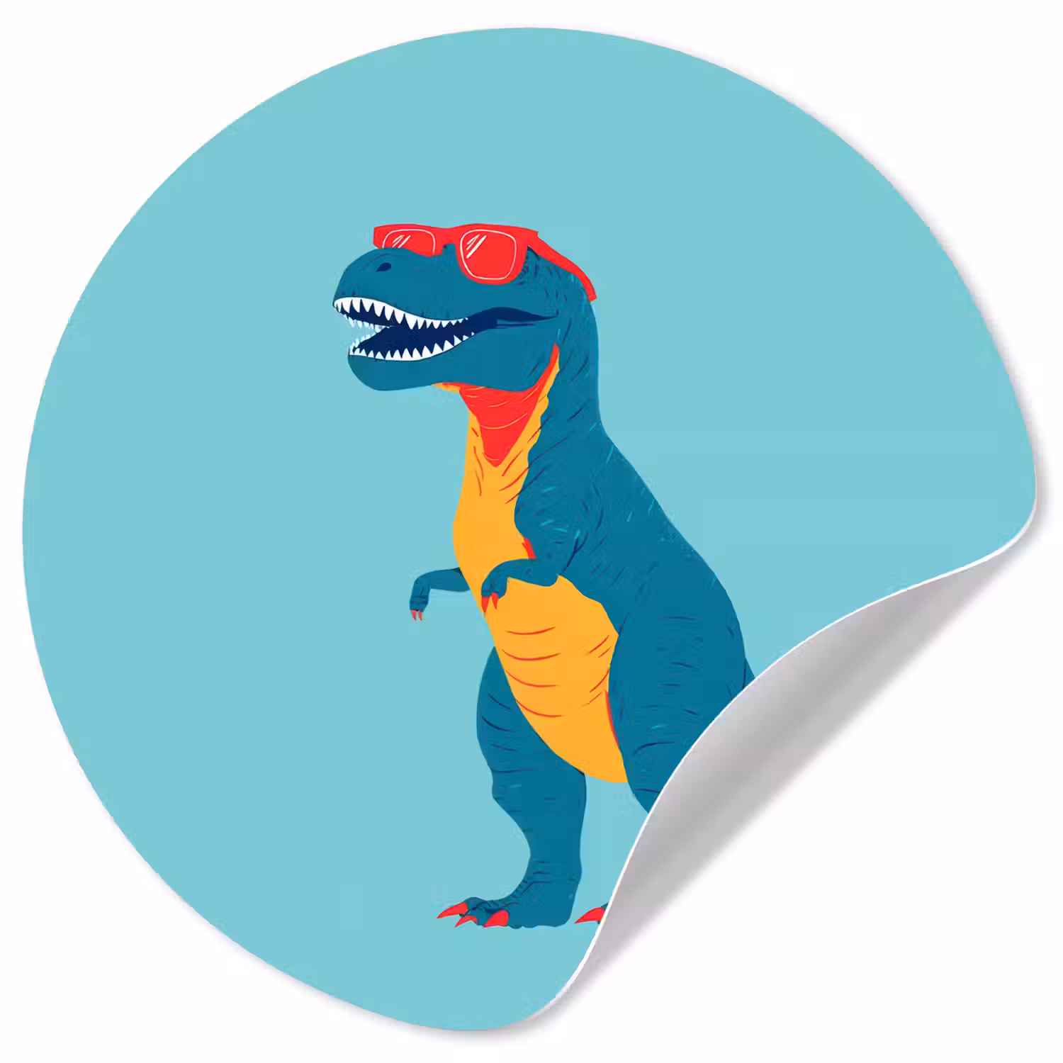 Dinosaurus - Blauw - Zonnebril Wandcirkel behangsticker klein -3d