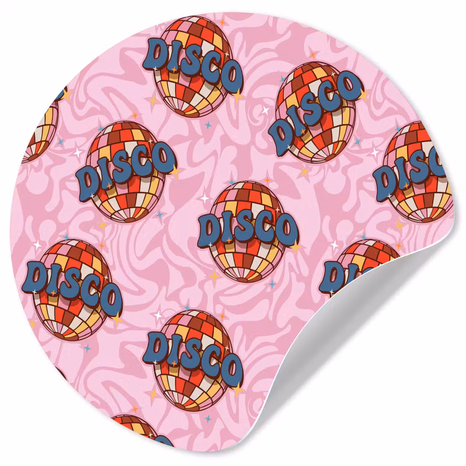 Disco - Bal - Patroon - Roze Wandcirkel behangsticker klein 186 -3d