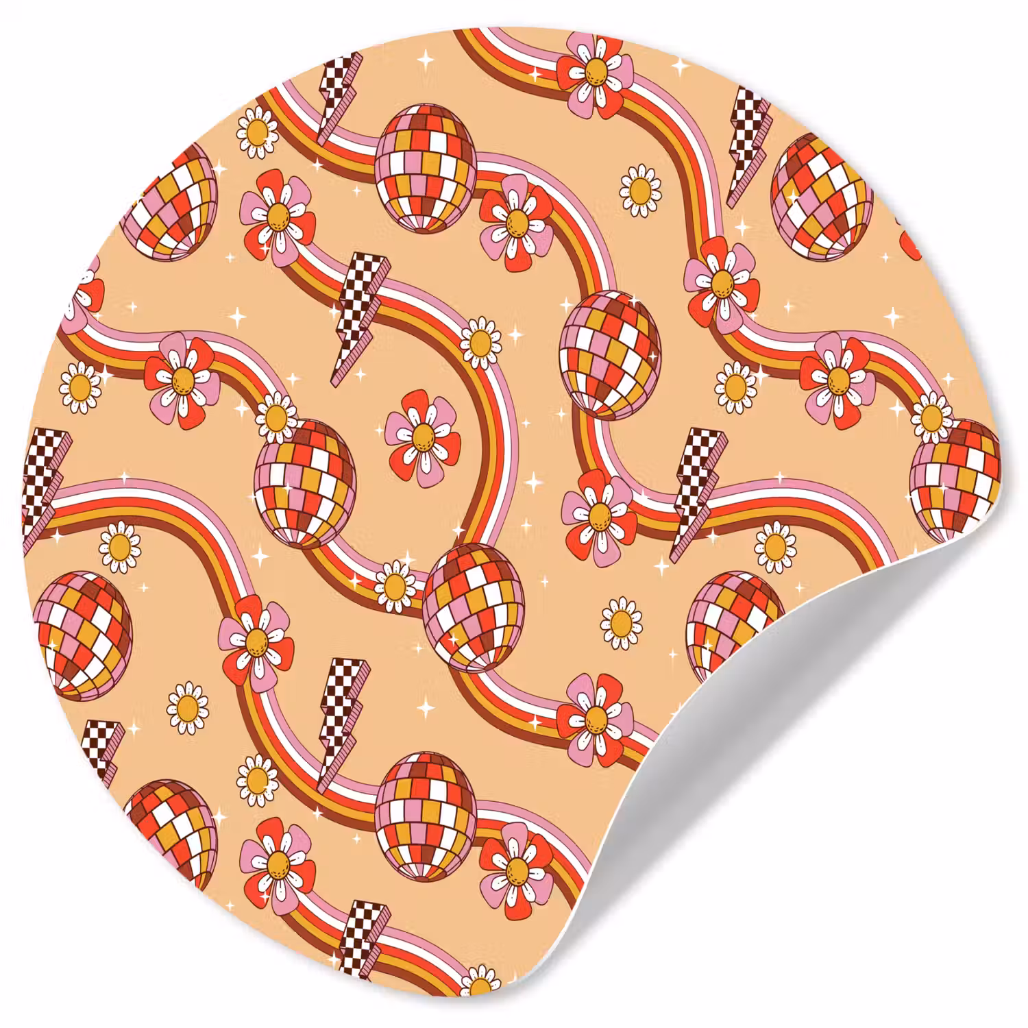 Disco - Patroon - Lijnen Wandcirkel behangsticker klein 186 -3d