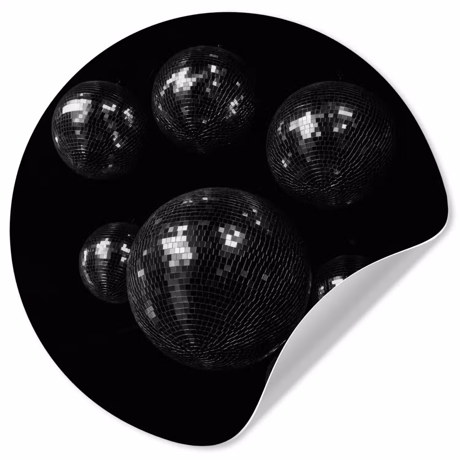 Discoballen - Minimalistisch - Zwart Wandcirkel behangsticker klein -3d