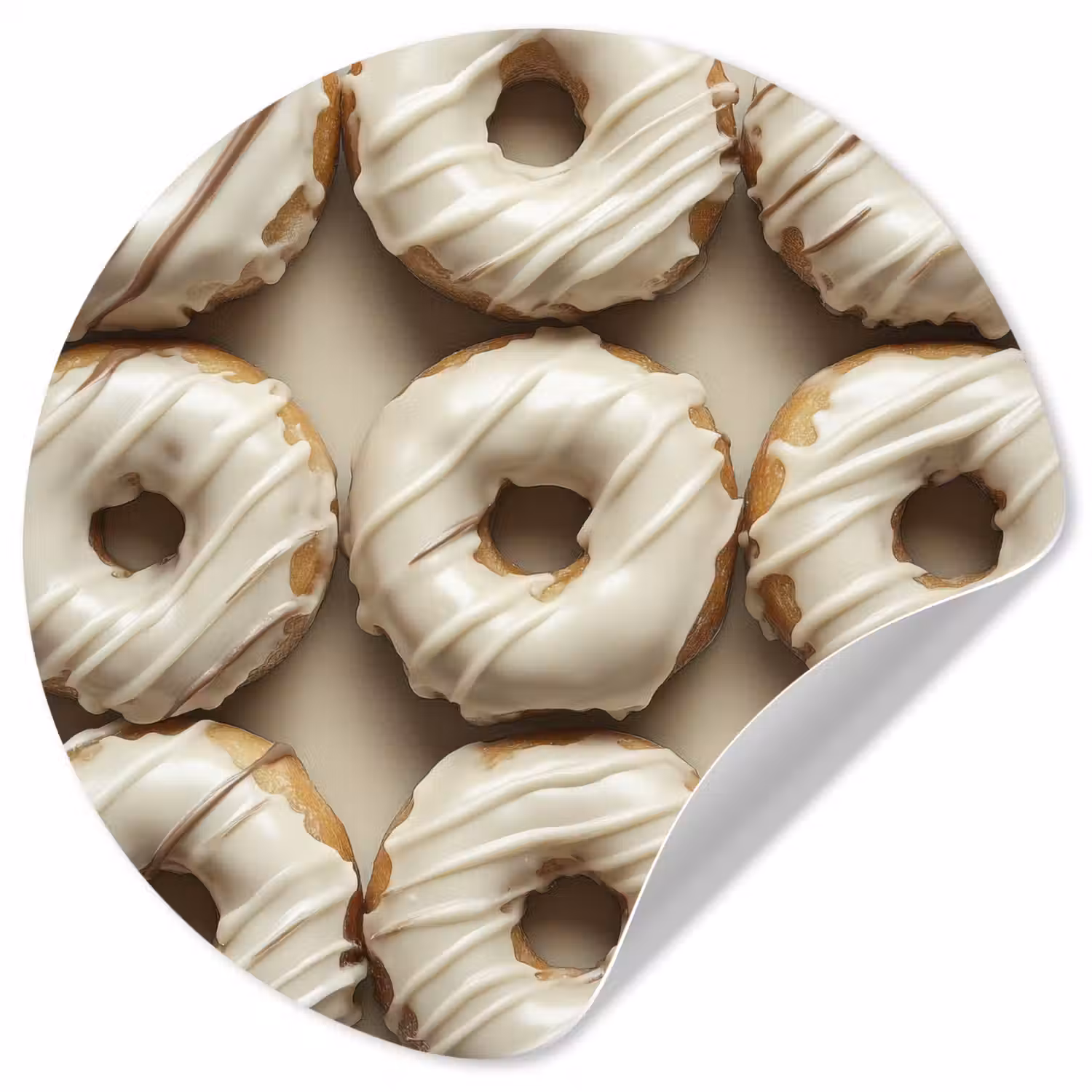 Donuts - Chocolade - Wit - Beige Wandcirkel behangsticker klein -3d