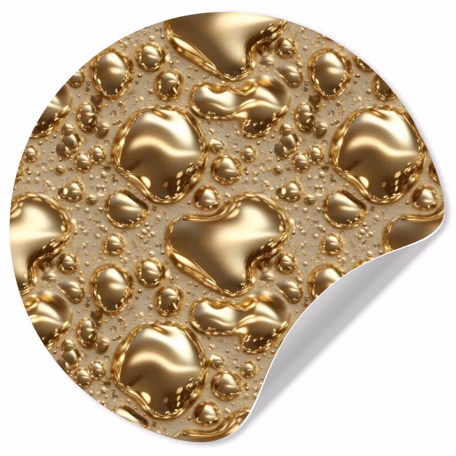 Druppels - Organisch - Goud Wandcirkel behangsticker klein 186 -3d