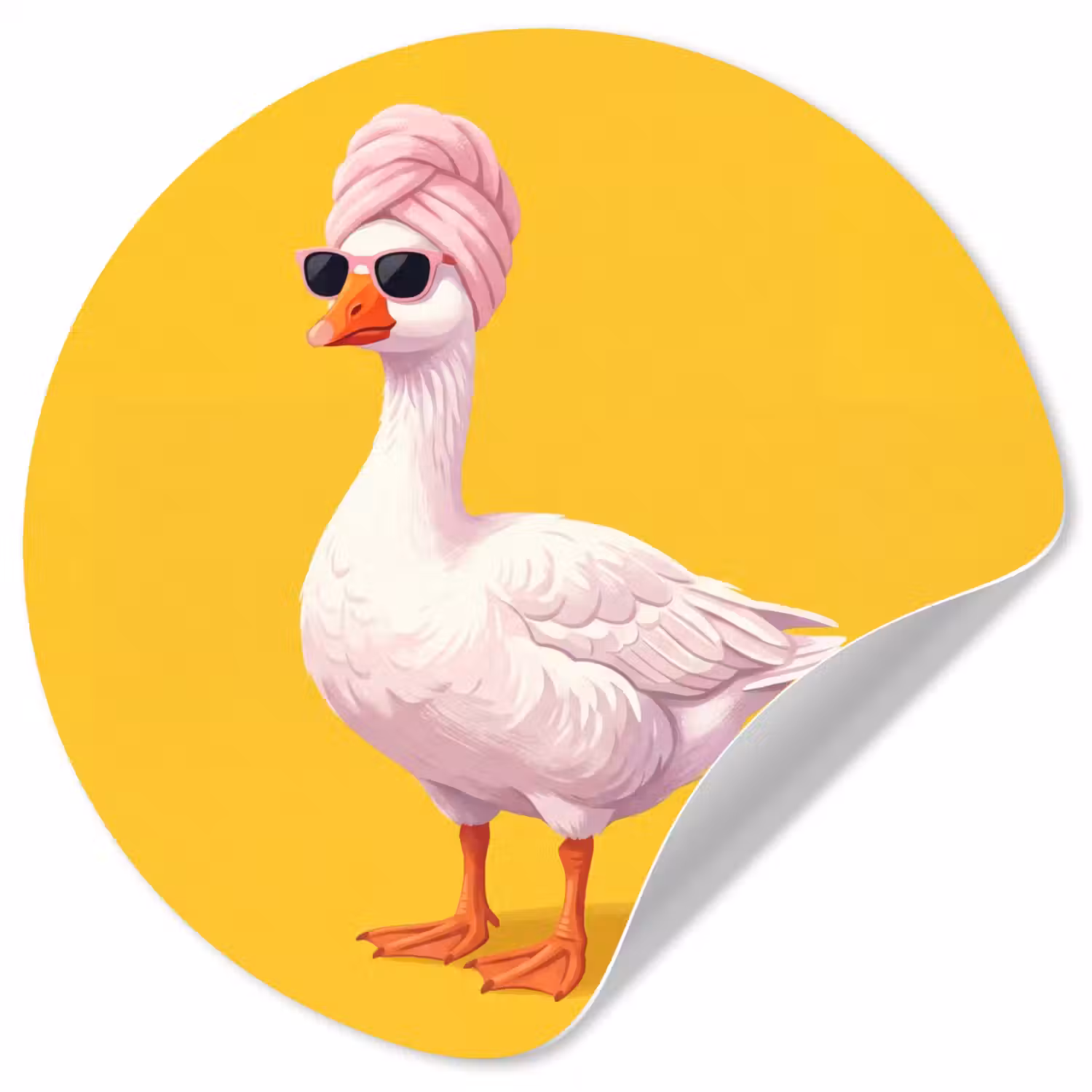 Eend - Zonnebril - Geel Wandcirkel behangsticker klein -3d