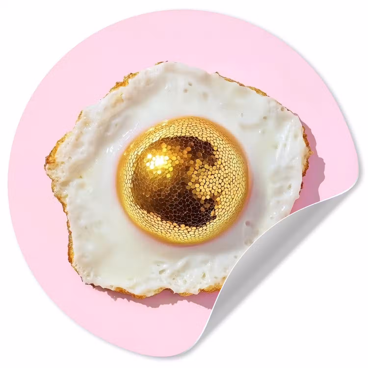 Ei - Disco - Ontbijt - Glitter Wandcirkel behangsticker klein -3d