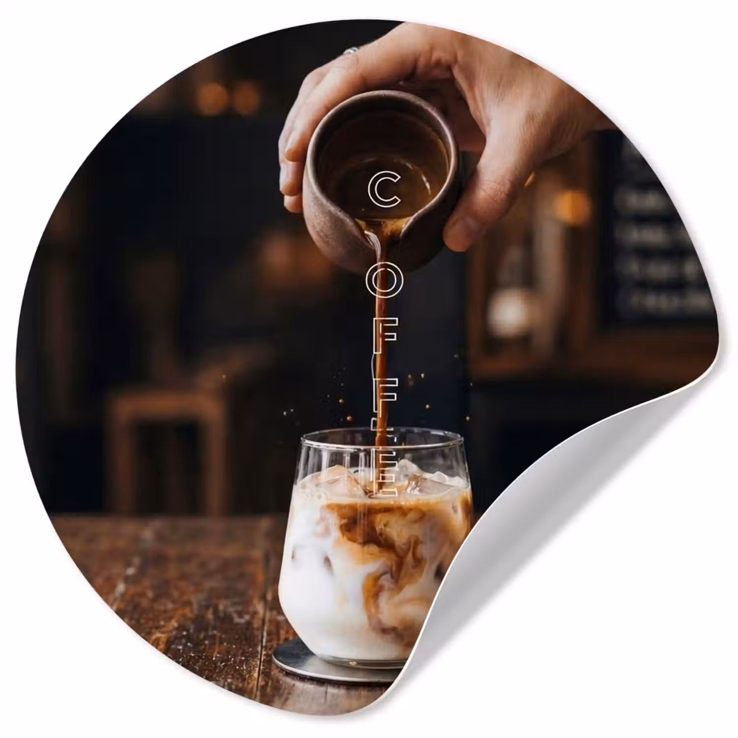 Espresso - Melk - Café Wandcirkel behangsticker klein -3d