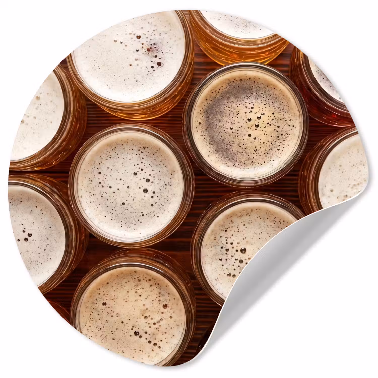 Eten - Glazen - Drank - Patroon - Bruin Wandcirkel behangsticker klein -3d