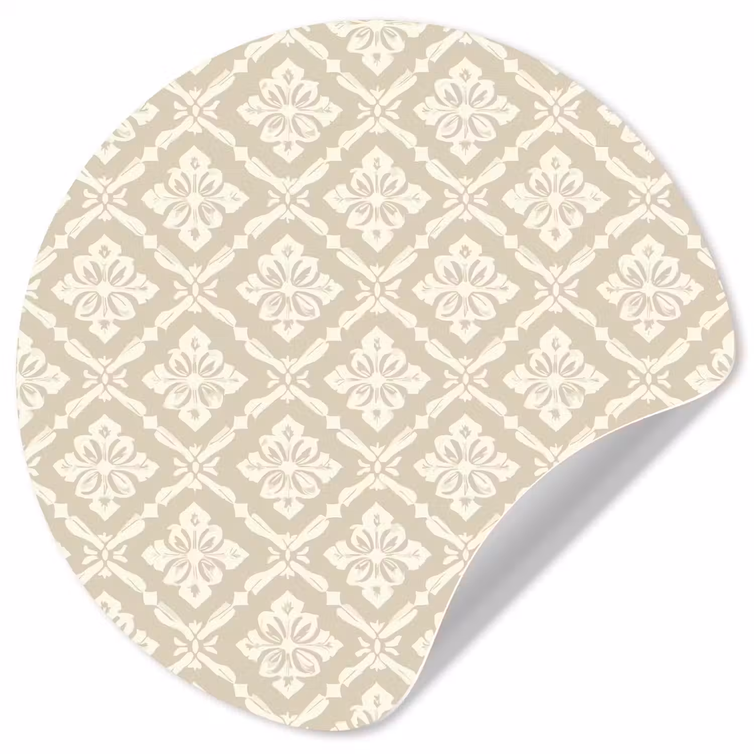 Floraal - Ornament - Beige Wandcirkel behangsticker klein 186 -3d