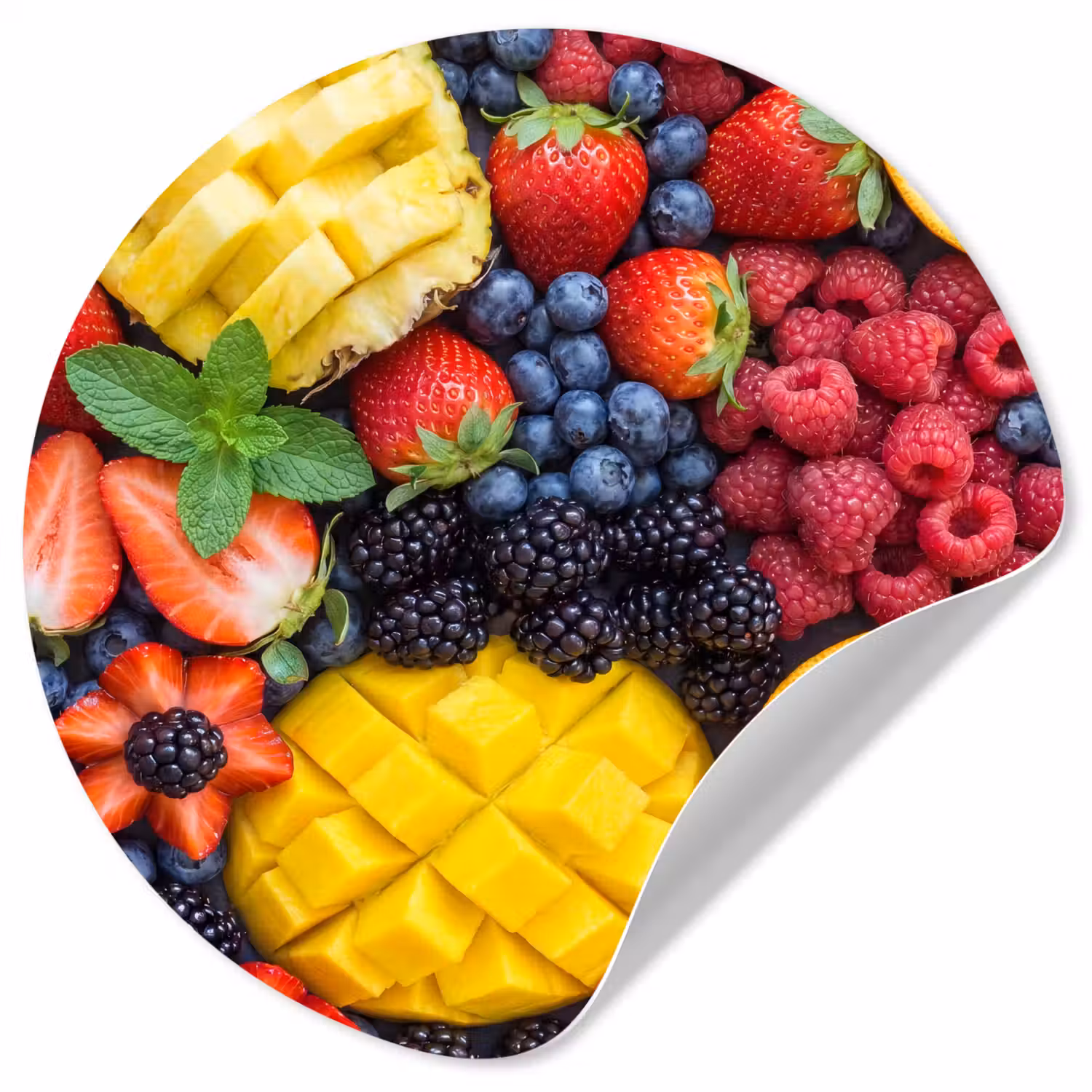Fruit - Vers - Kleurrijk - Eten Wandcirkel behangsticker klein -3d