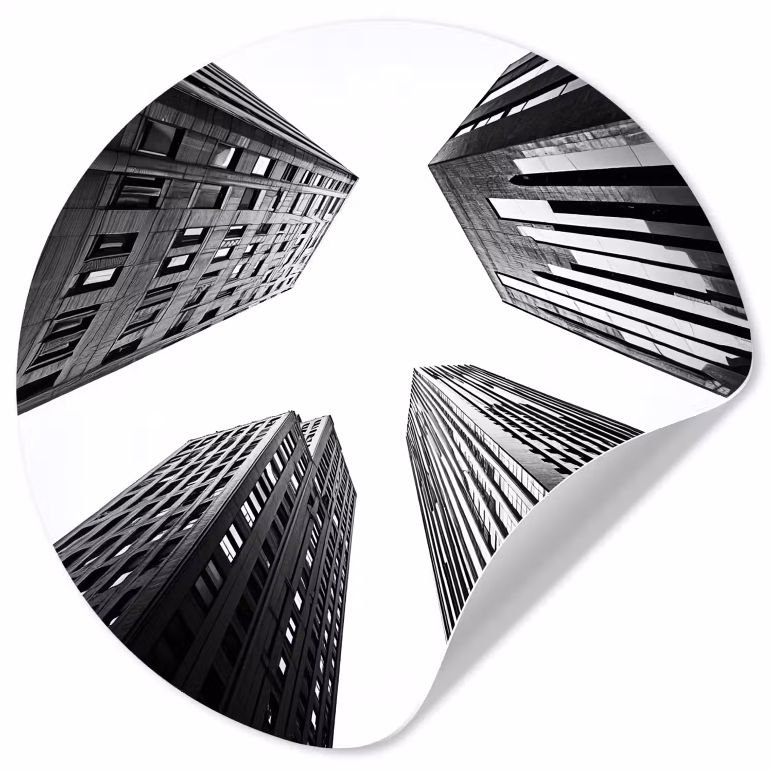 Gebouwen - Lucht - Zwart Wandcirkel behangsticker klein -3d
