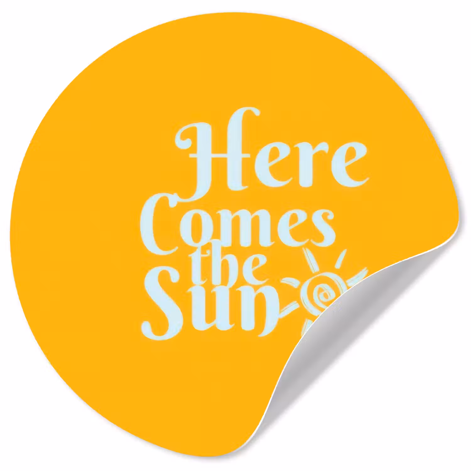Geel - Blauw - Here comes the sun Wandcirkel behangsticker klein -3d