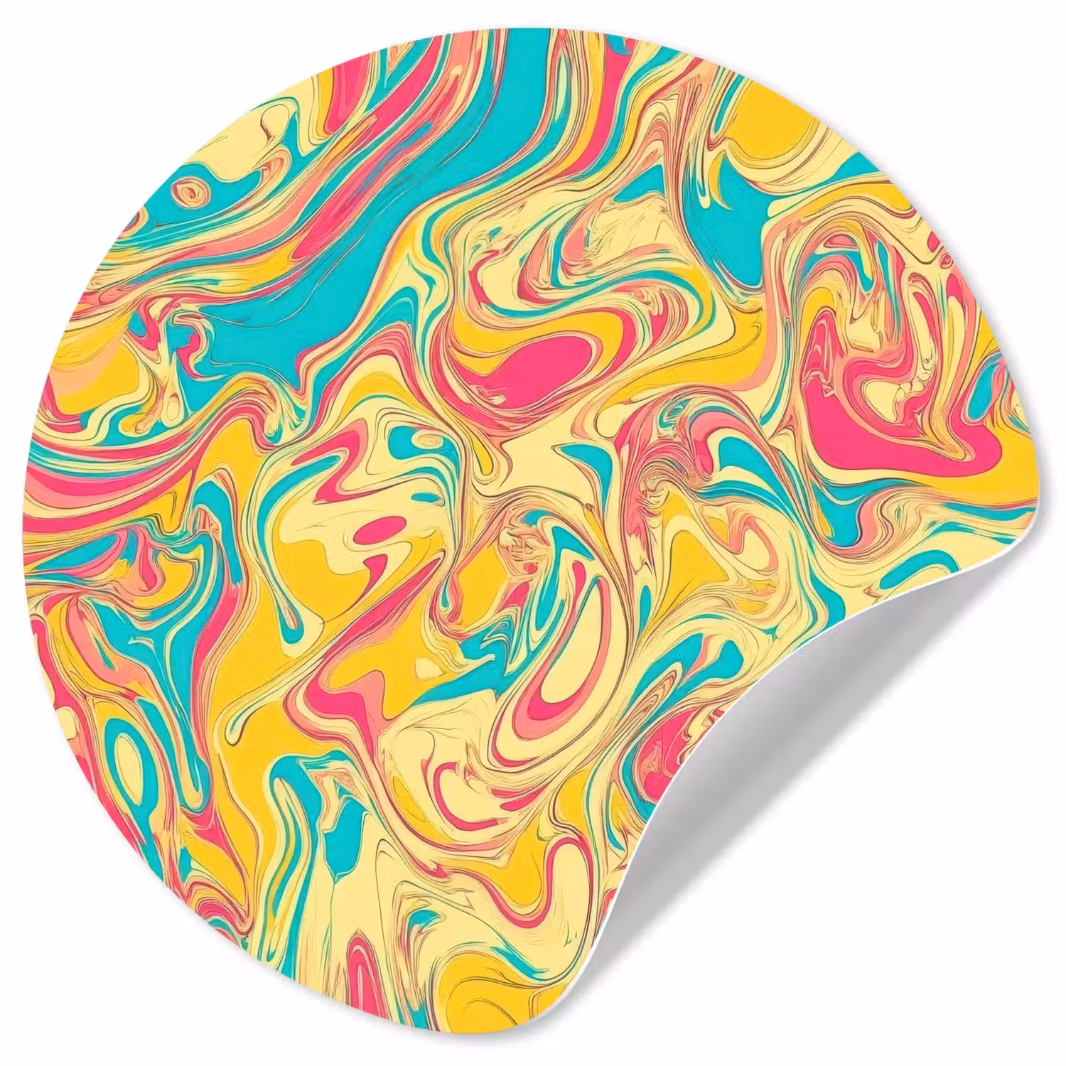 Geel - Roze - Blauw - Retro Wandcirkel behangsticker klein -3d