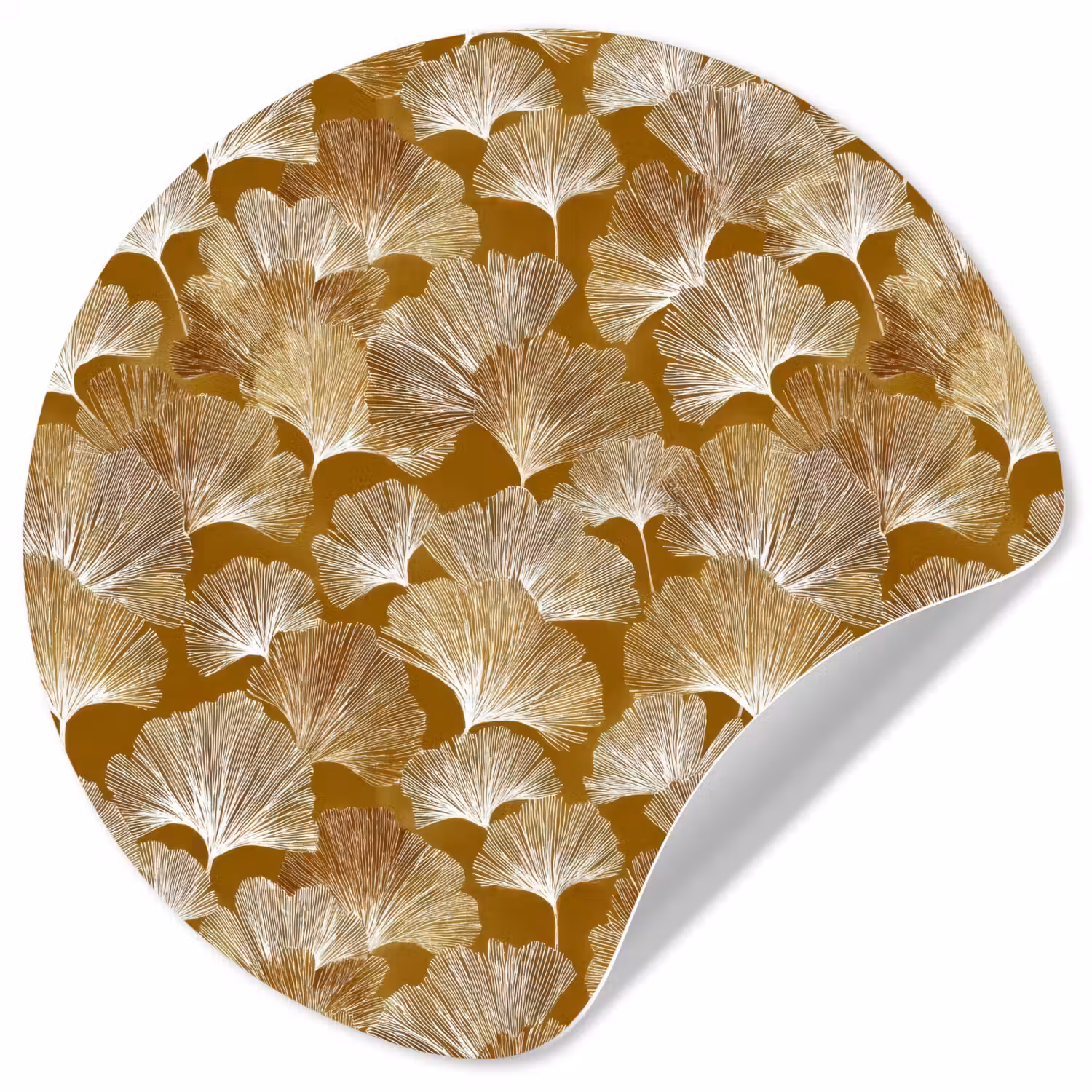 Ginkgo - Bladeren - Goud Wandcirkel behangsticker klein 186 -3d