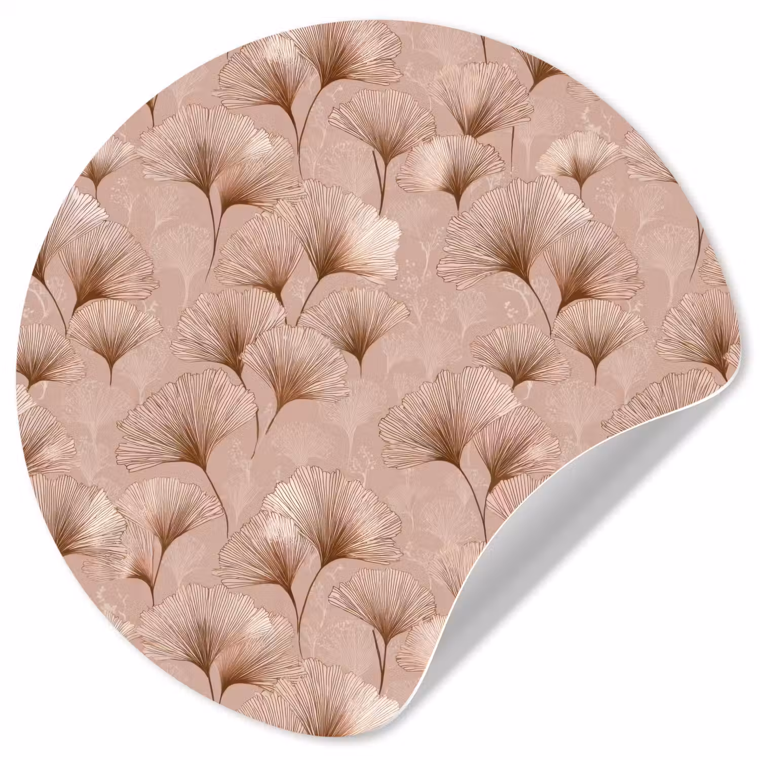 Ginkgo - Patroon - Roze Wandcirkel behangsticker klein 186 -3d