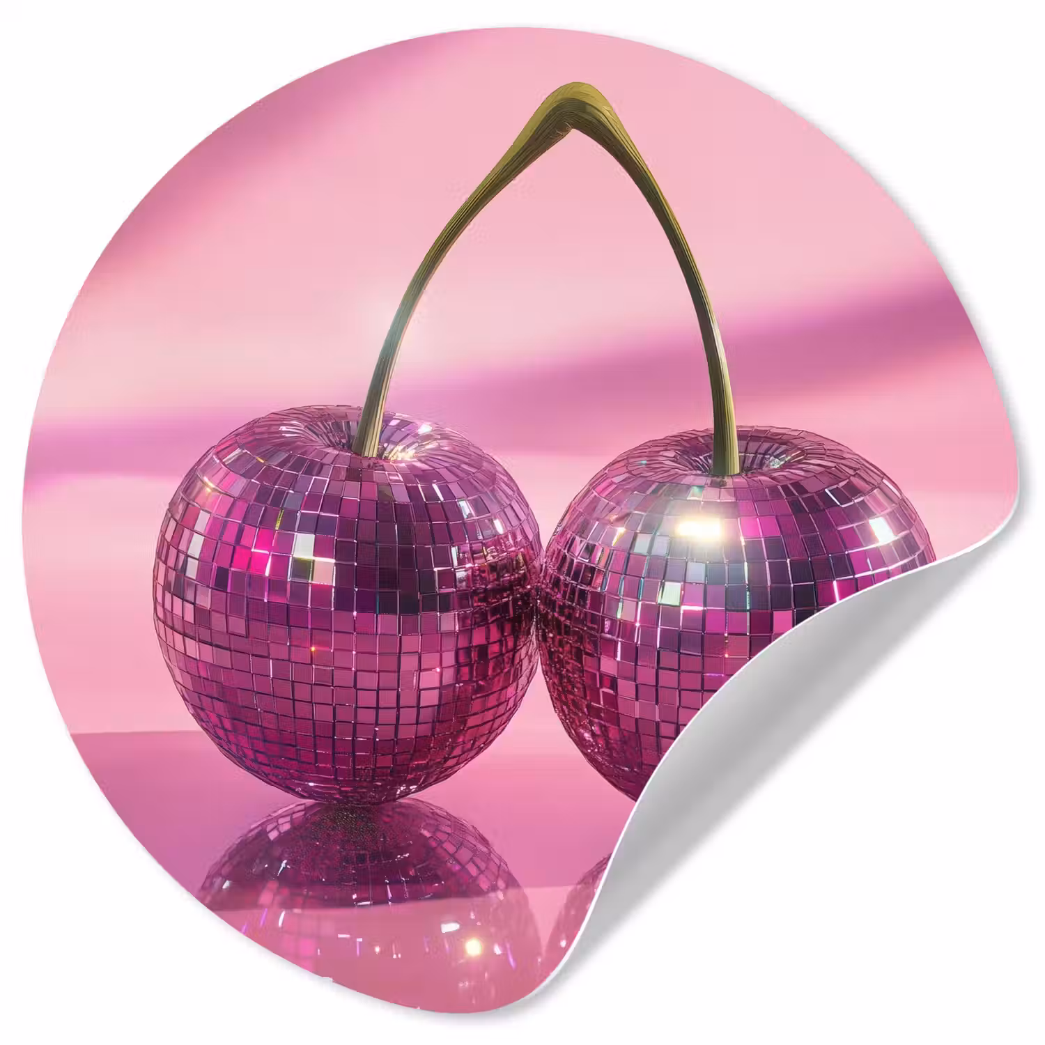 Glitter - Discobol - Roze - Kersen Wandcirkel behangsticker klein -3d