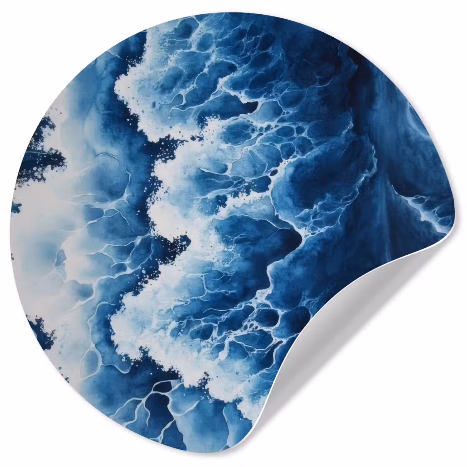 Golven - Blauw - Schuim Wandcirkel behangsticker klein -3d