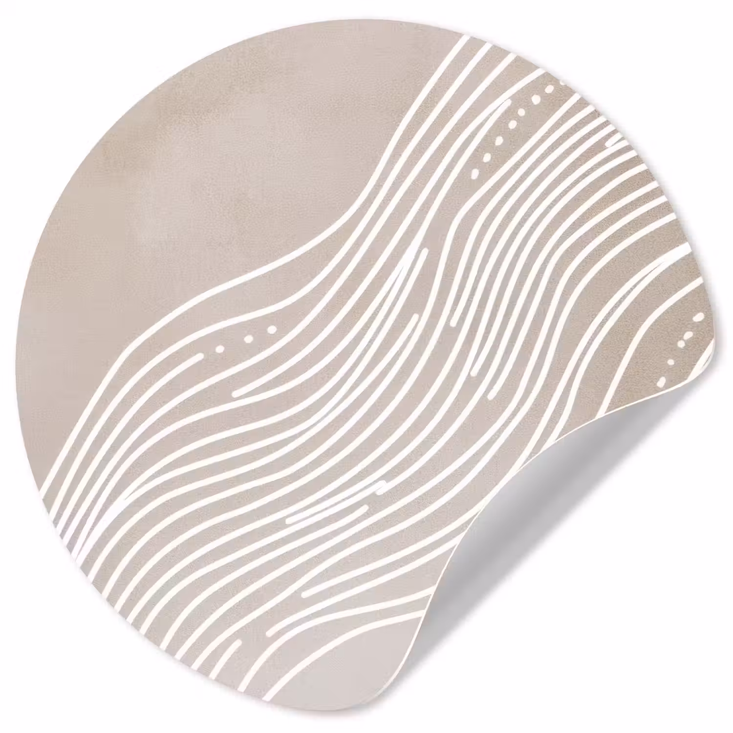 Golvende lijnen - Vloeiend - Zandkleurig Wandcirkel behangsticker klein -3d