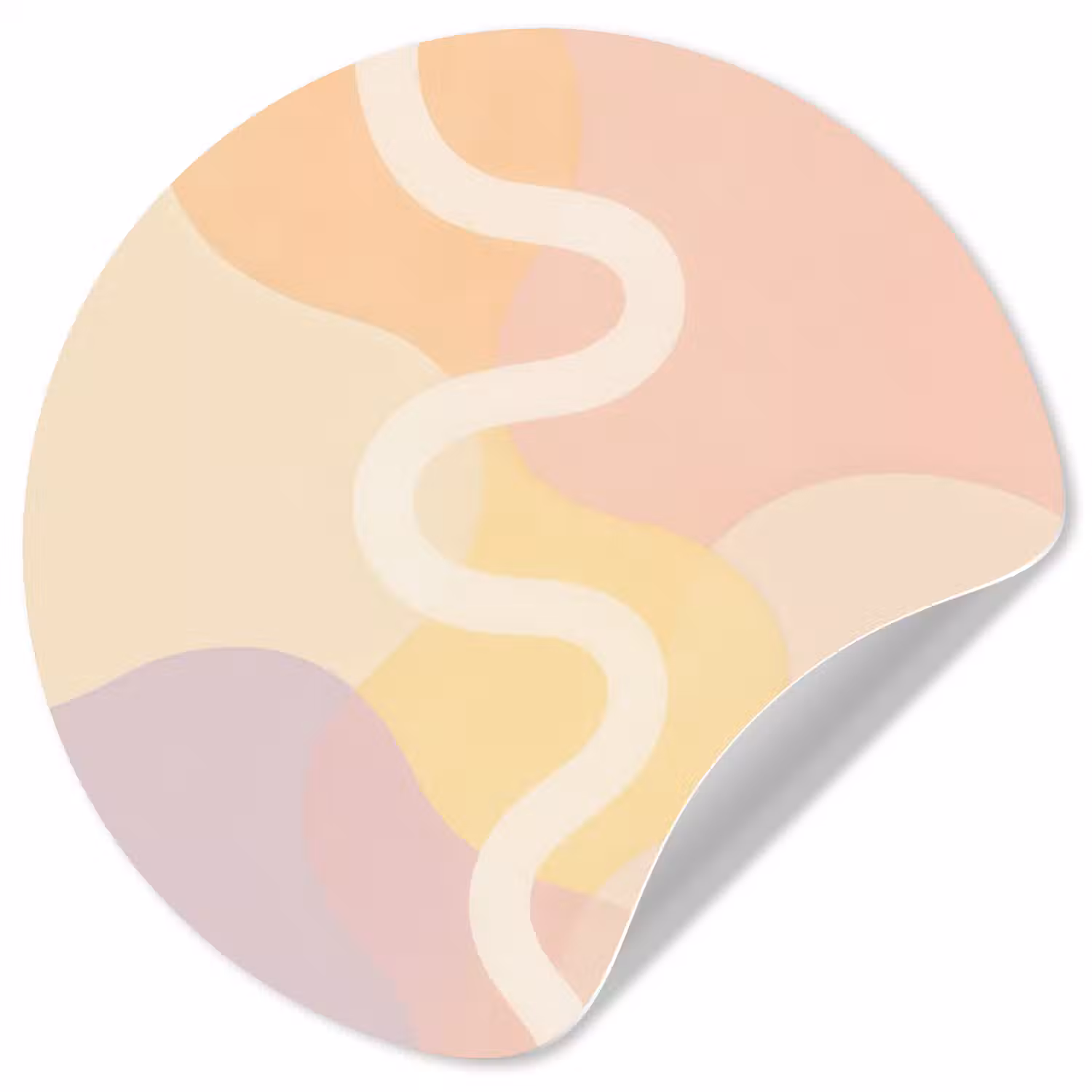 Golvende vormen - Abstract - pastel Wandcirkel behangsticker klein -3d
