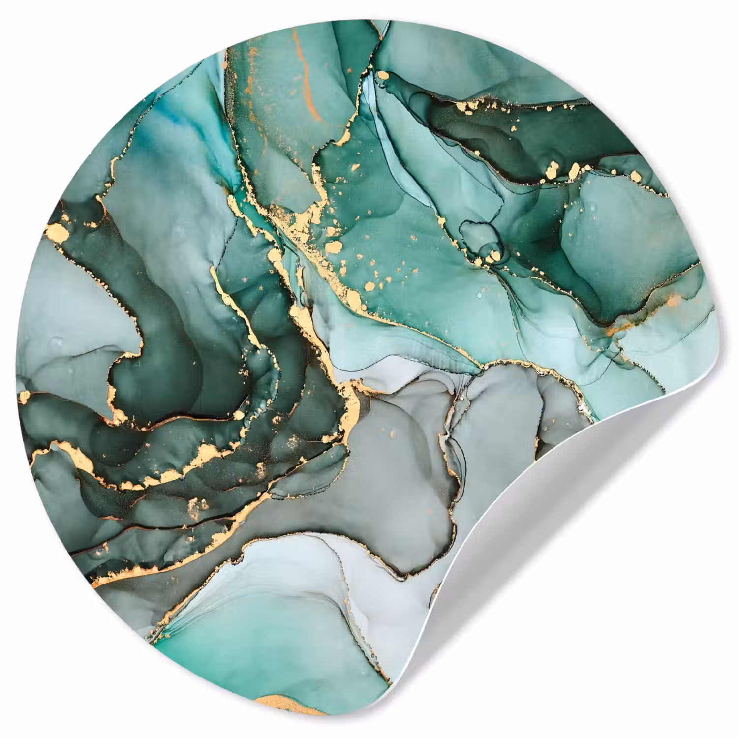 Goud - Marmer - Groen - Luxe - Marmerlook - Grijs Wandcirkel behangsticker klein -3d