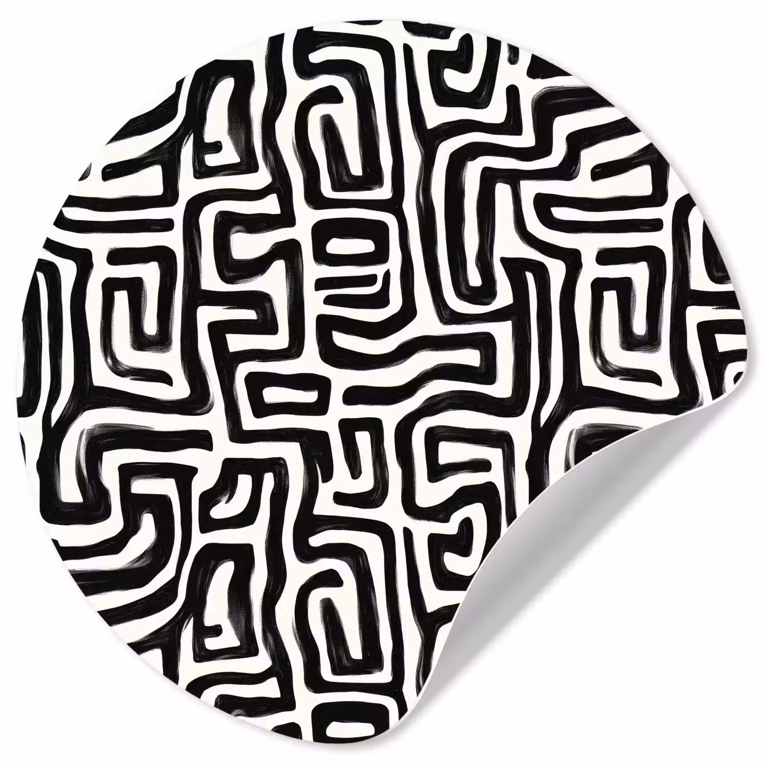 Grafisch - Lijnen - Zwart - Wit Wandcirkel behangsticker klein 186 -3d