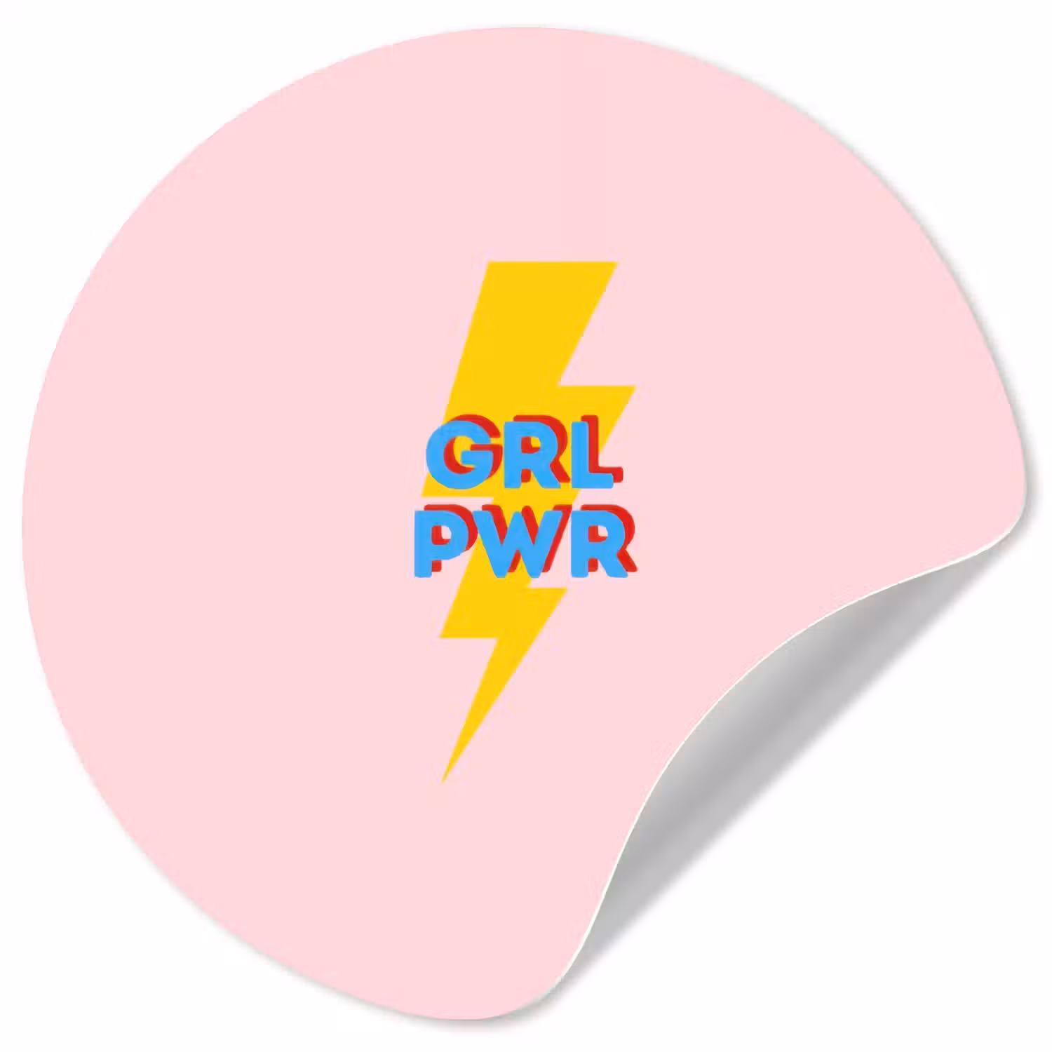 Grl pwr - Bliksem - Roze Wandcirkel behangsticker klein -3d