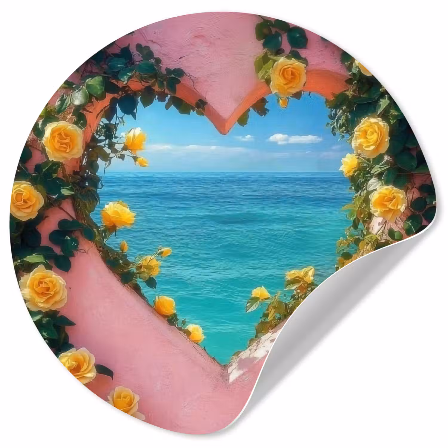 Hart - Zee - Muur Wandcirkel behangsticker klein -3d