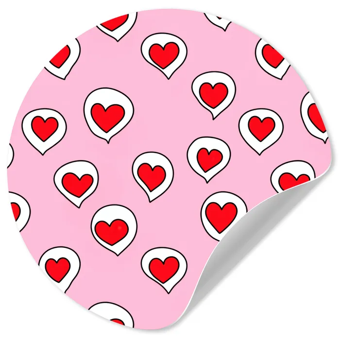 Hartjes - Patroon - Rood Wandcirkel behangsticker klein 186 -3d