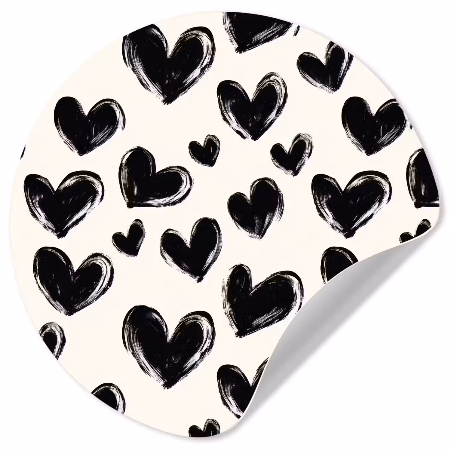 Hartjes - Patroon - Zwart Wandcirkel behangsticker klein 186 -3d