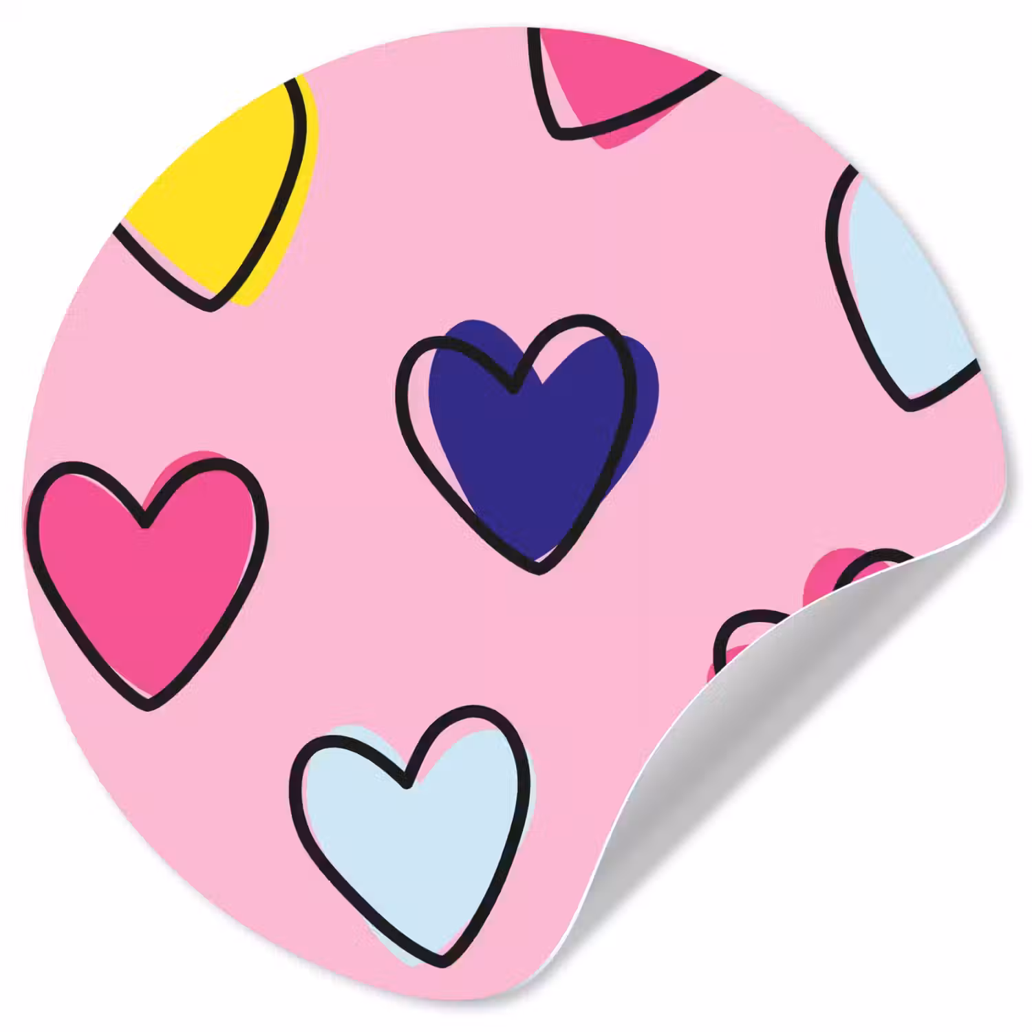 Hartjes - Valentijn - Patroon - Kleurrijk Wandcirkel behangsticker klein -3d