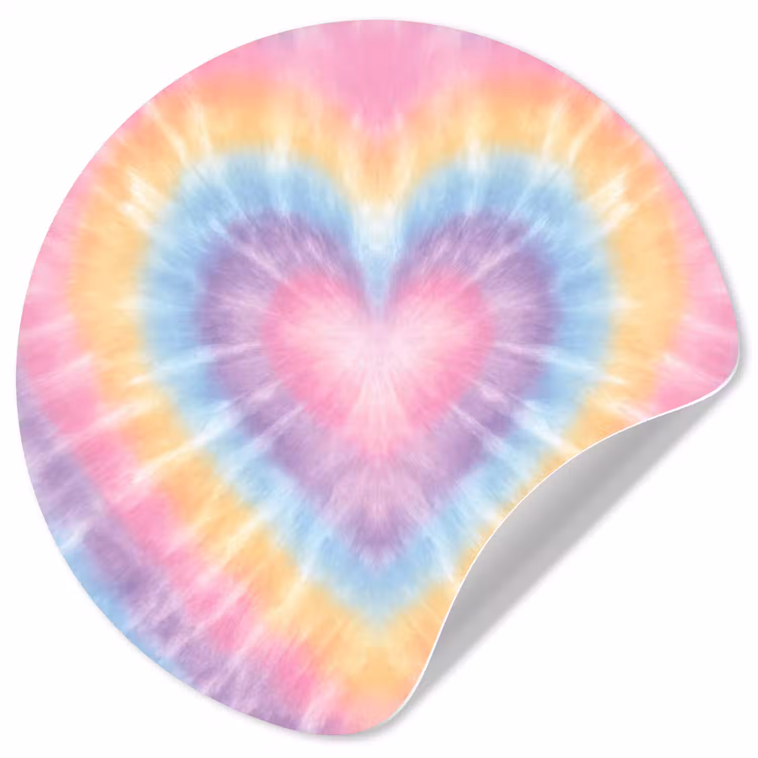 Hartvorm - Pastelkleuren - Tie Dye Wandcirkel behangsticker klein -3d