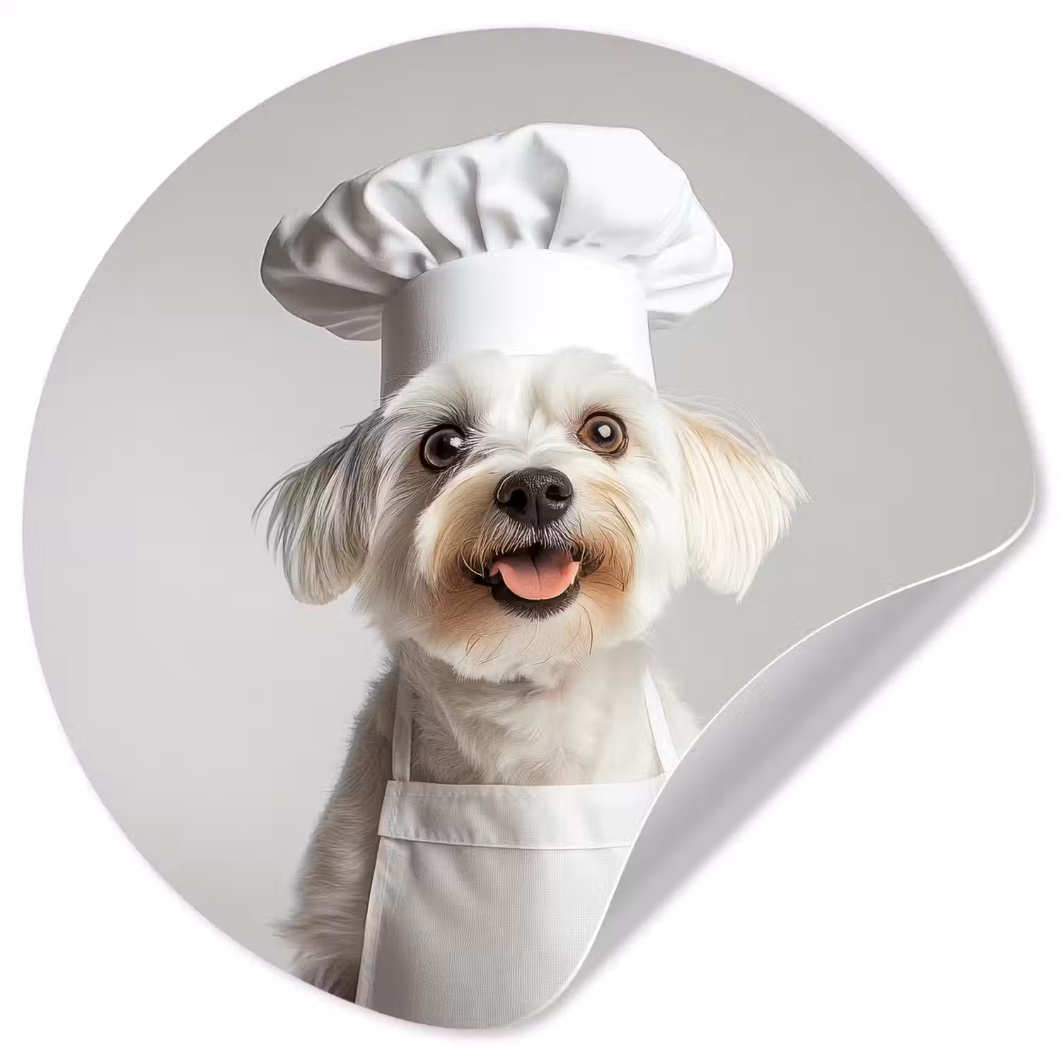 Hond - Wit - Kok Wandcirkel behangsticker klein -3d