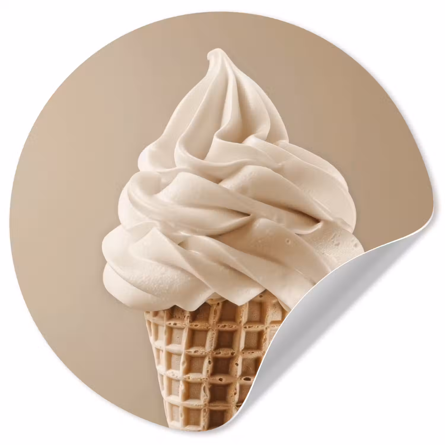IJs - Softijs - Romig - Hoorntje - Beige Wandcirkel behangsticker klein -3d