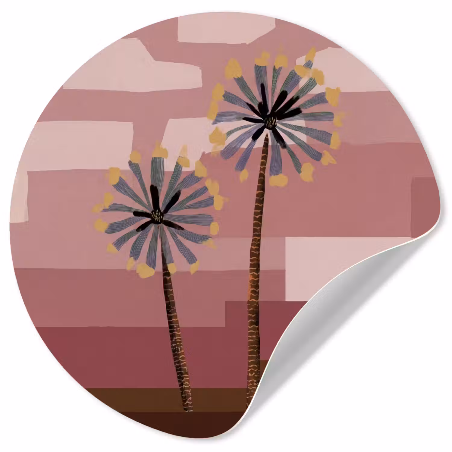 Illustratie - Bloemen - Vlakken - Abstract Wandcirkel behangsticker klein -3d