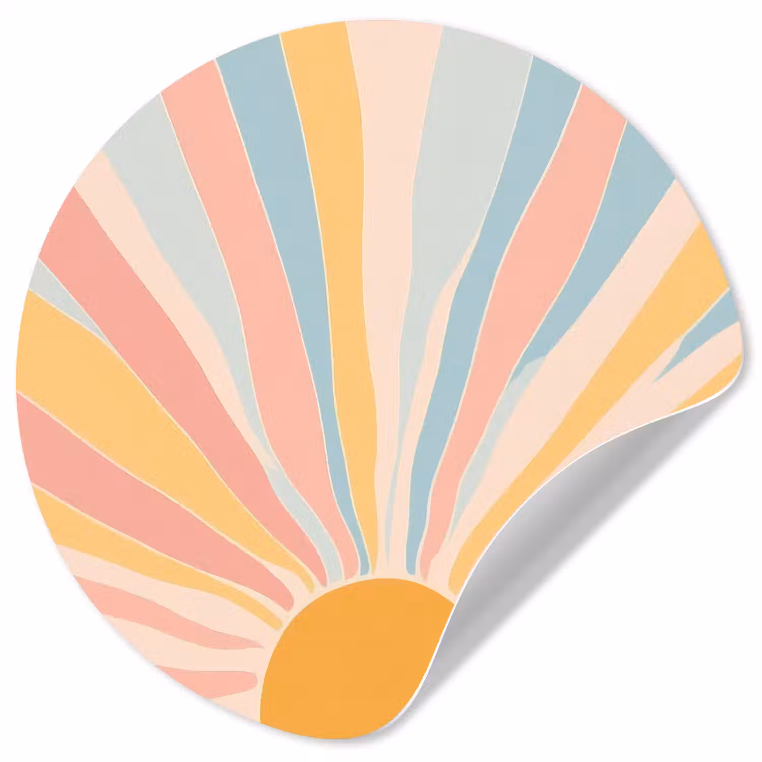 Illustratie - Zon - Pastelkleuren Wandcirkel behangsticker klein -3d