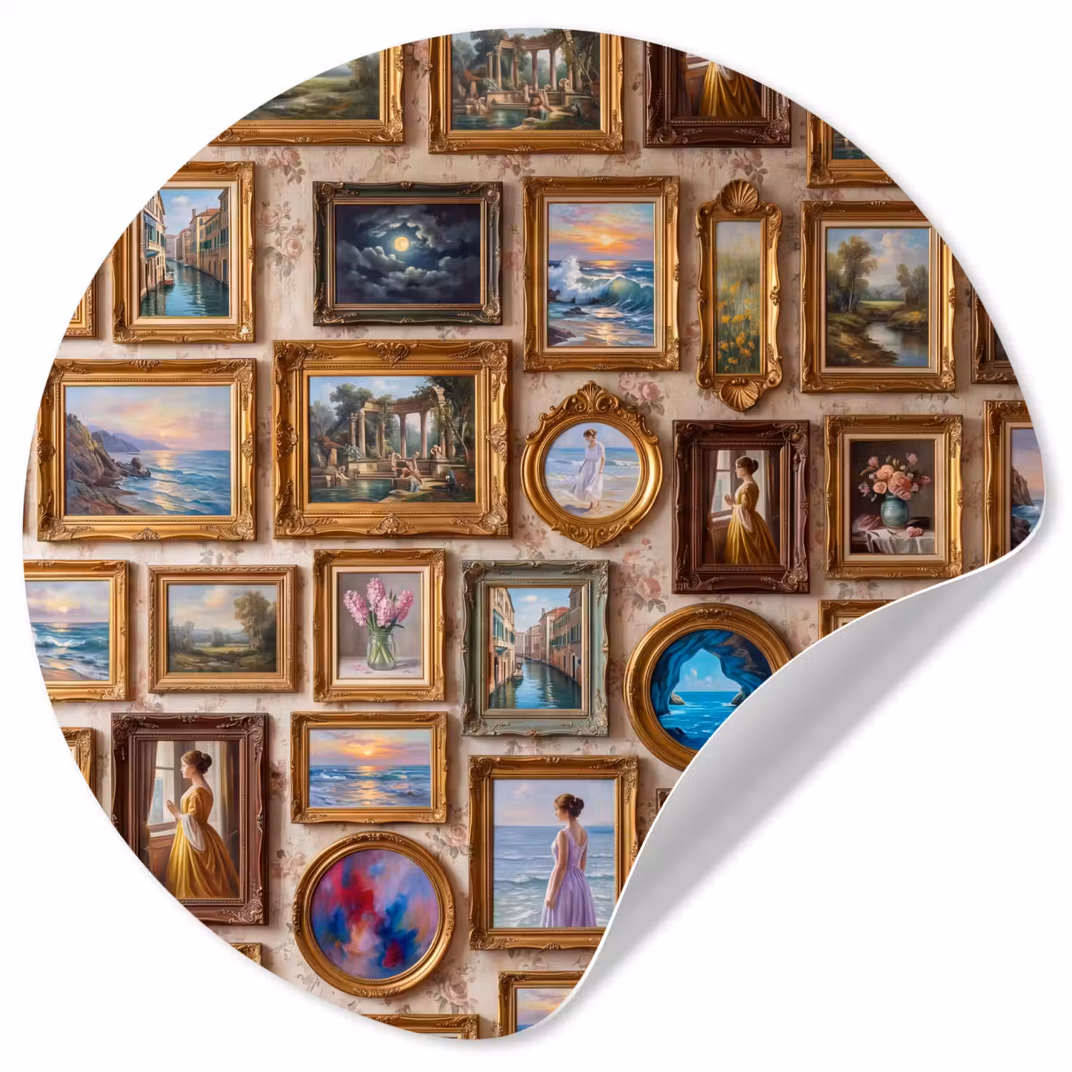 Interieur - Kunst - Collectie - Klassiek - Goud Wandcirkel behangsticker klein -3d