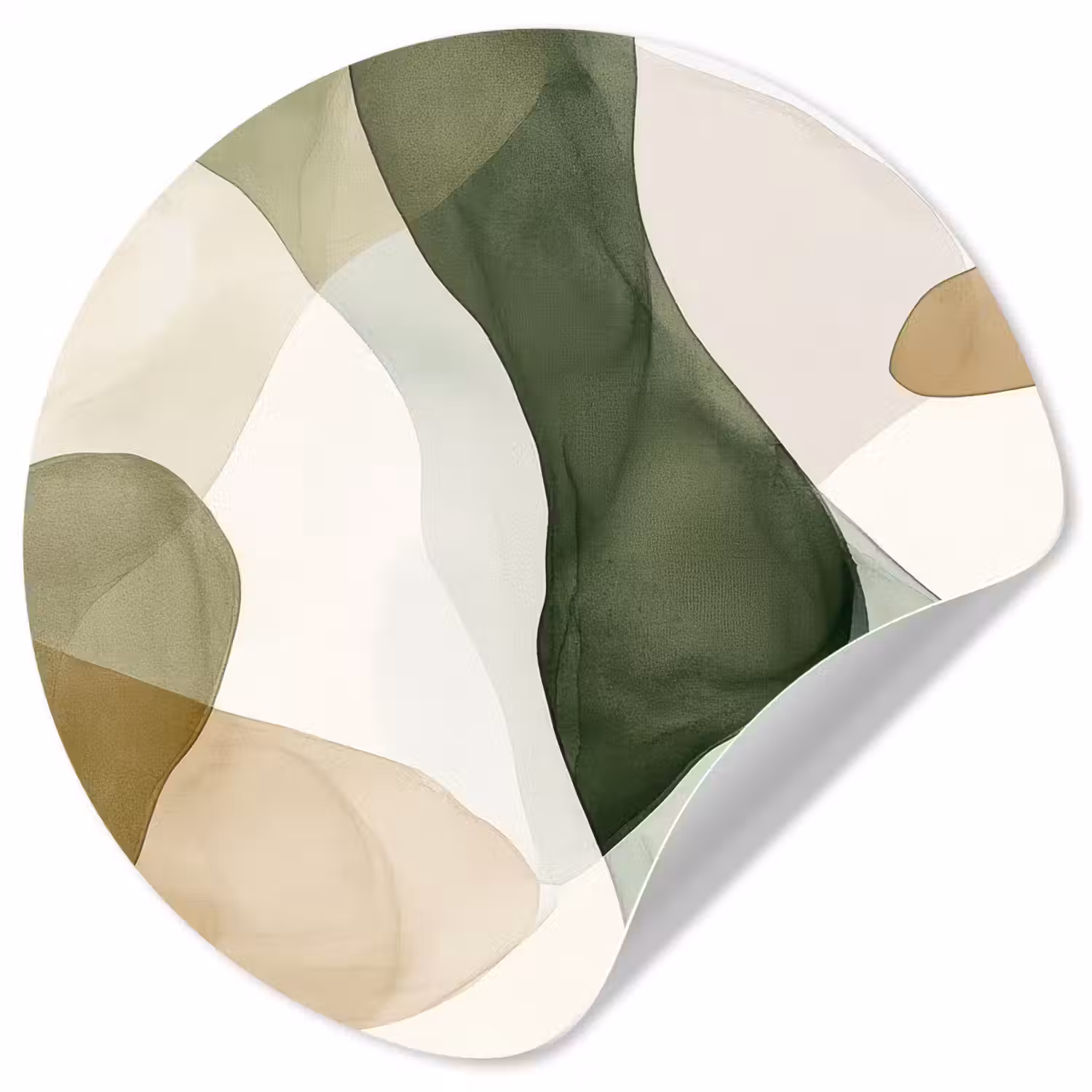 Japandi - Abstract - Groen Wandcirkel behangsticker klein -3d