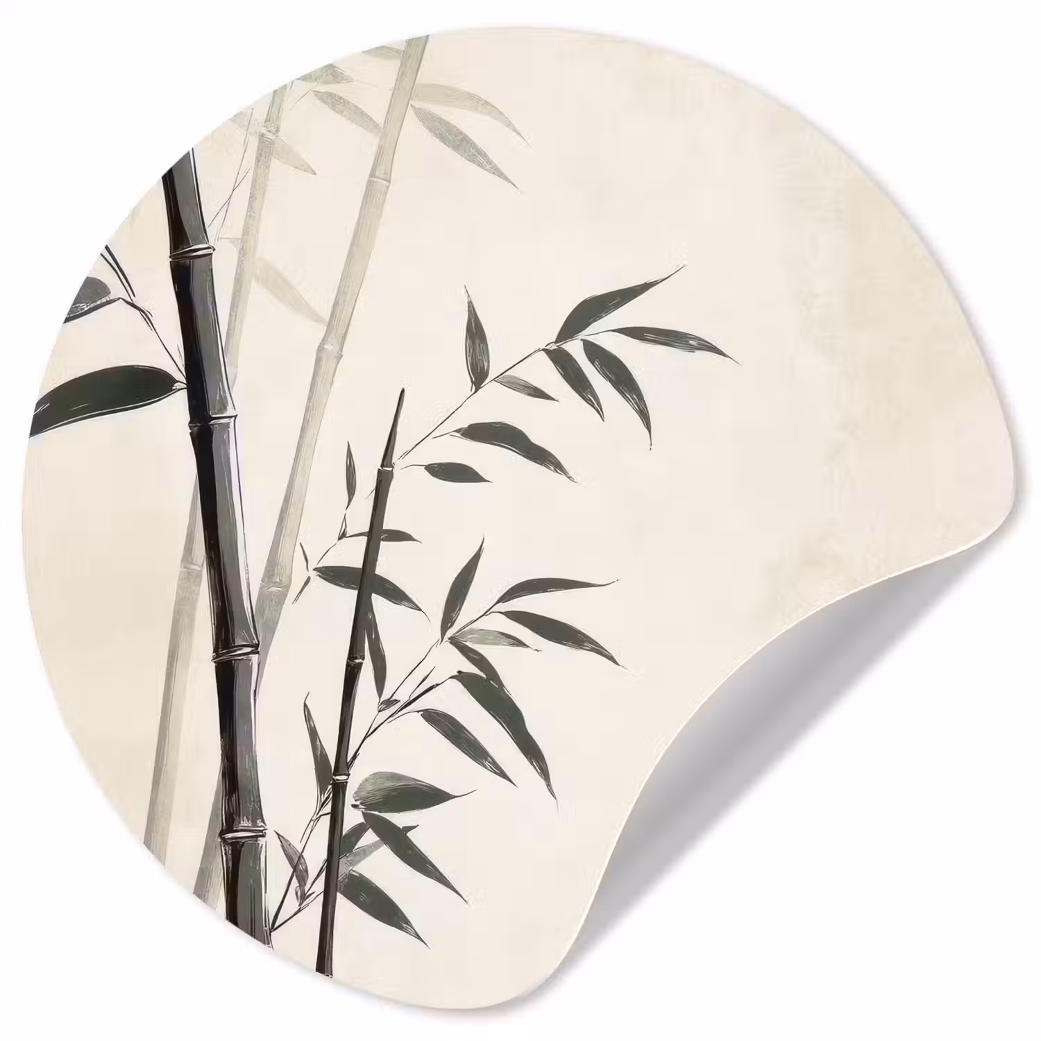 Japandi - Bamboe - Beige Wandcirkel behangsticker klein -3d